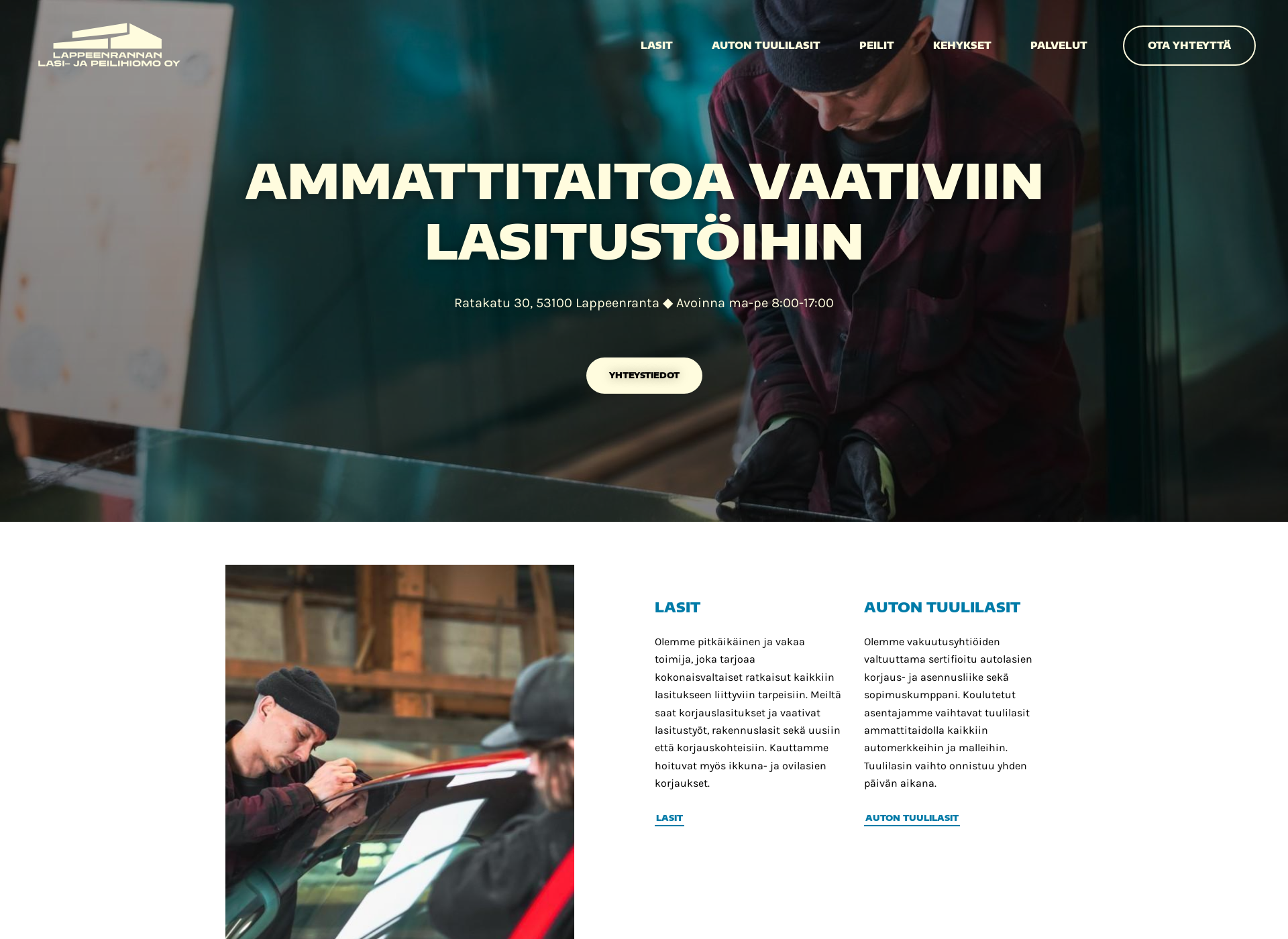 Skärmdump för lasijapeilihiomo.fi
