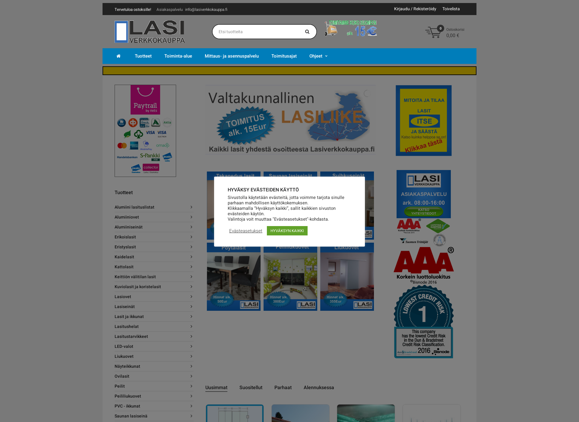 Skärmdump för lasiverkkokauppa.fi