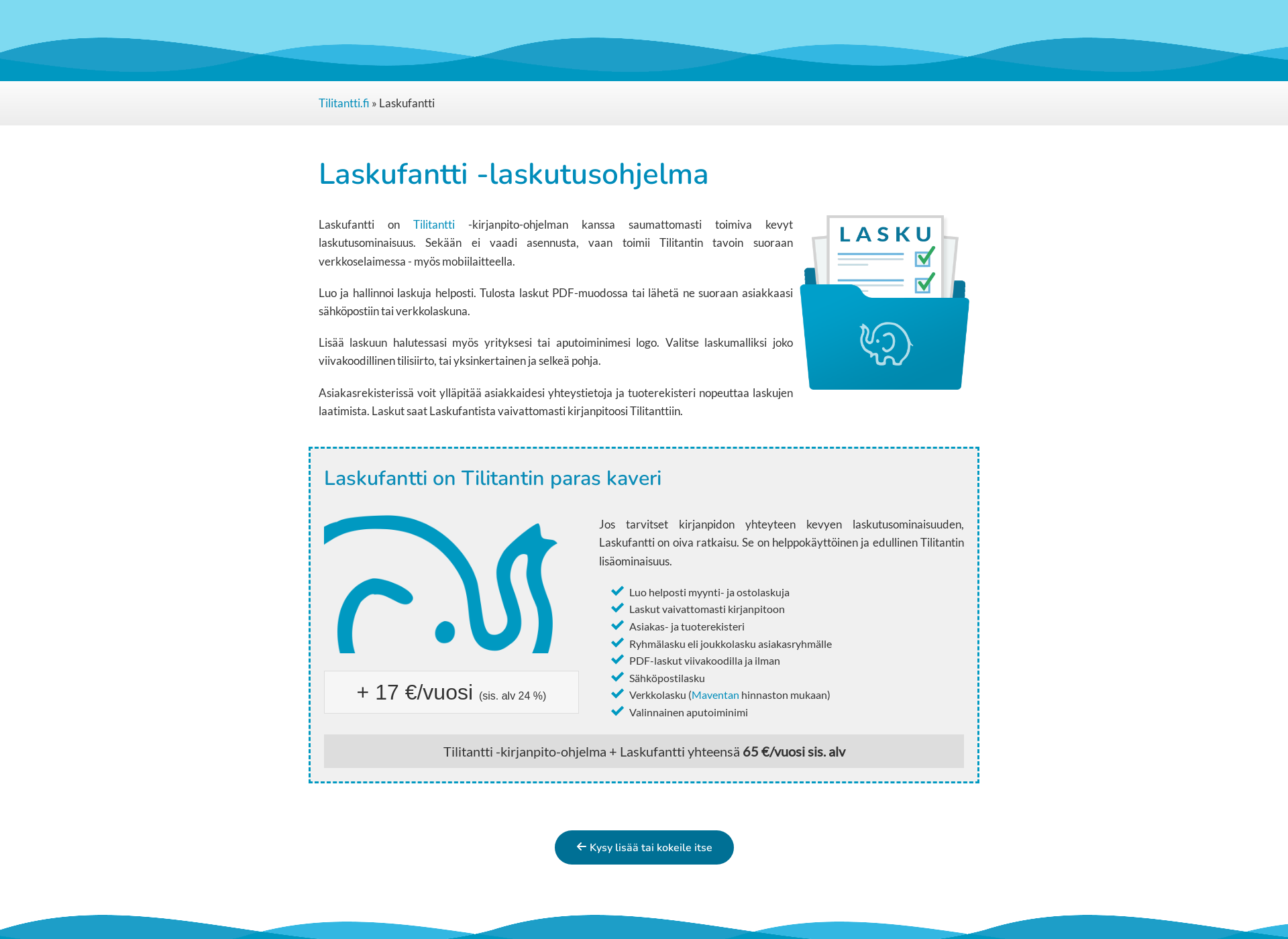 Skärmdump för laskufantti.fi