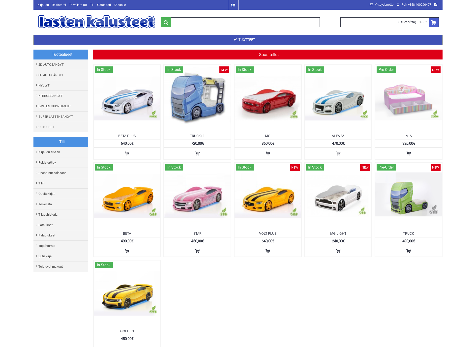 Skärmdump för lasten-kalusteet.fi