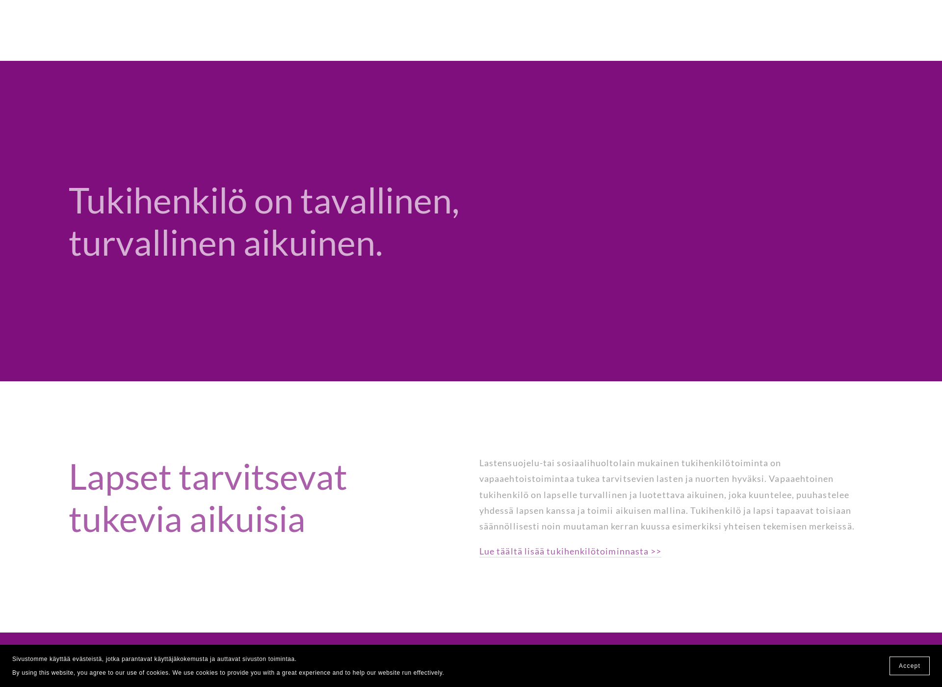 Skärmdump för lastensuojeluntukihenkiloksi.fi
