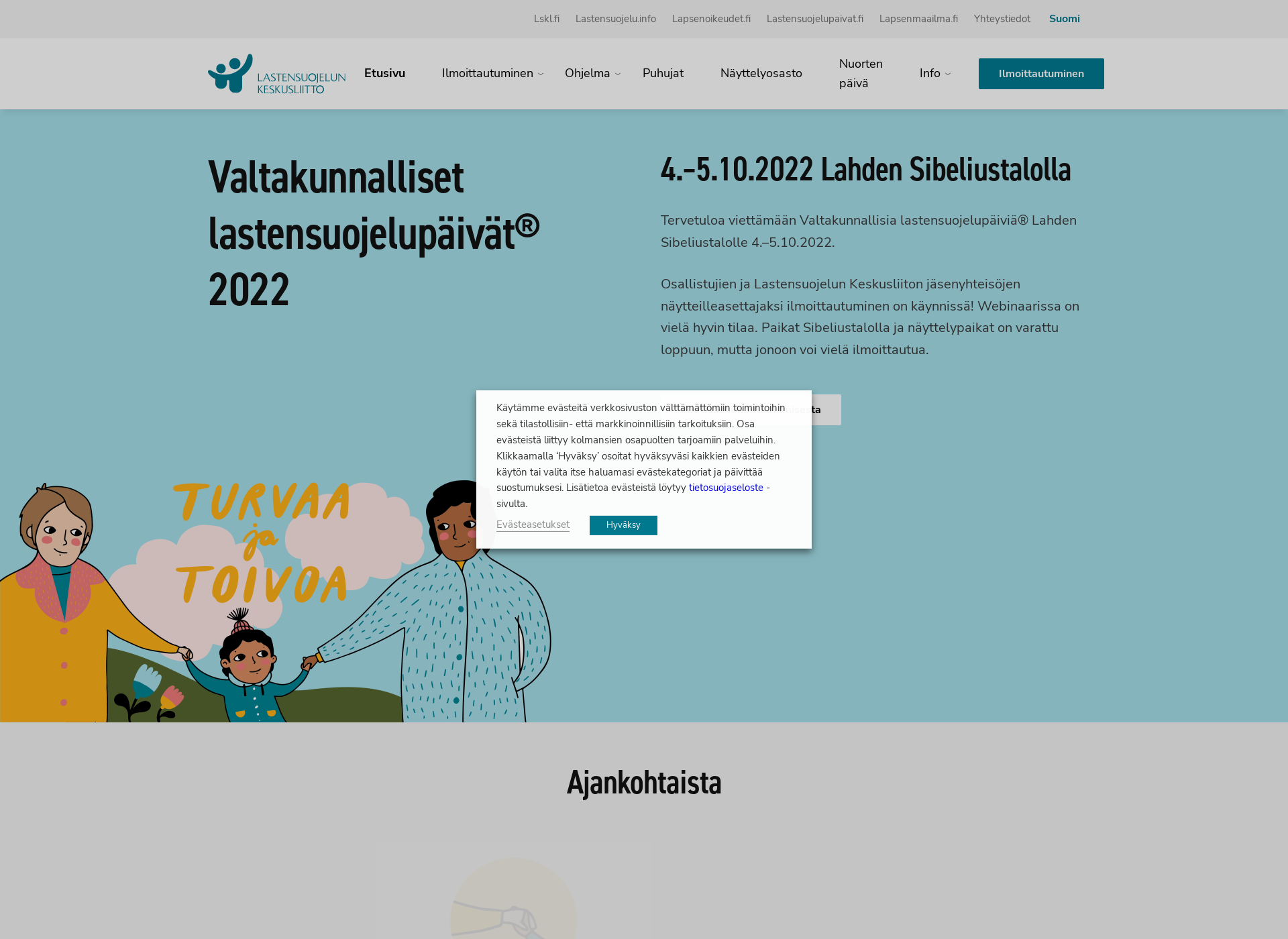 Screenshot for lastensuojelupäivät.fi