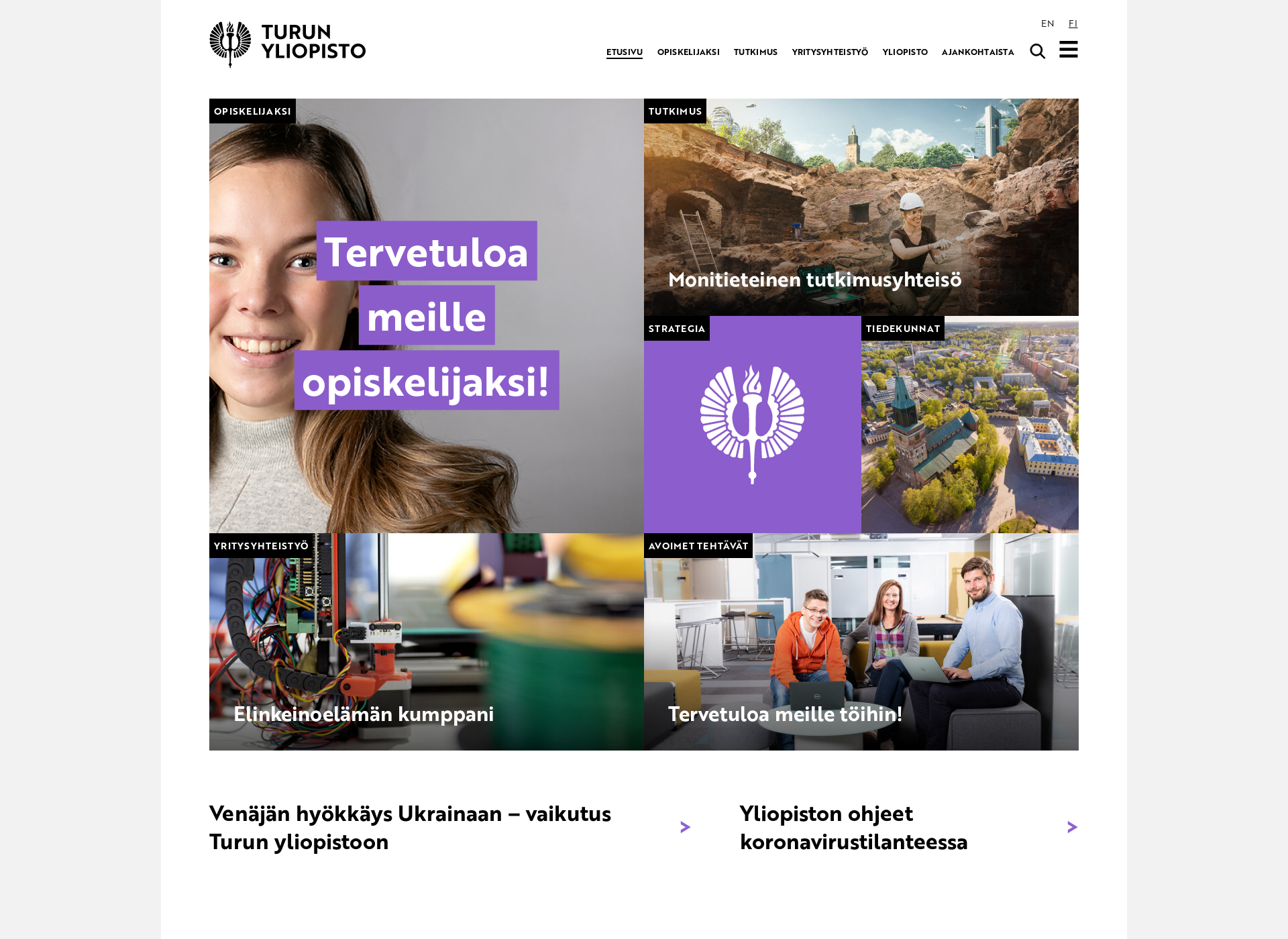 Skärmdump för lastenyliopisto.fi
