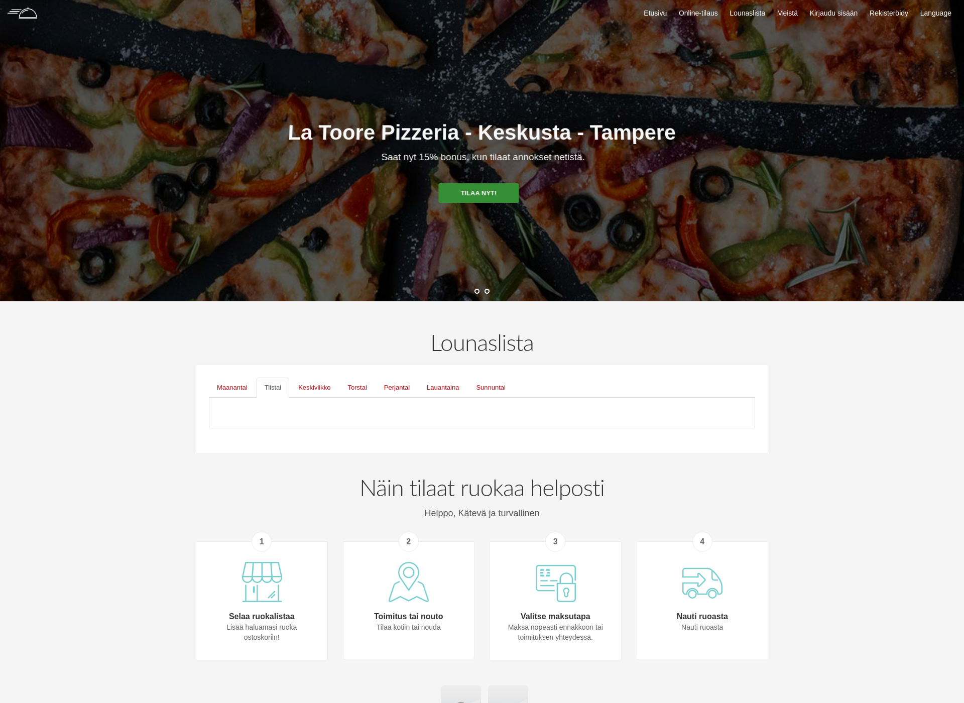 Skärmdump för latoorepizza.fi