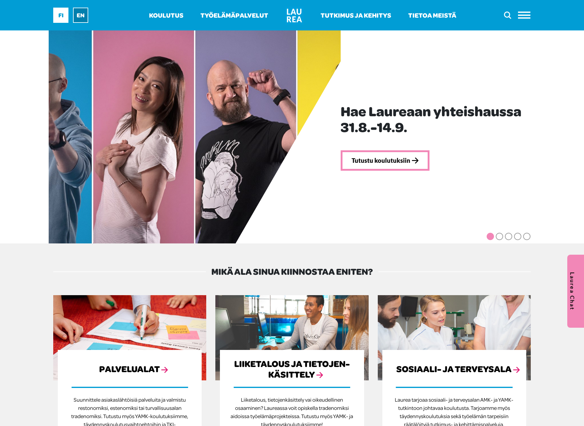 Skärmdump för laurea.fi