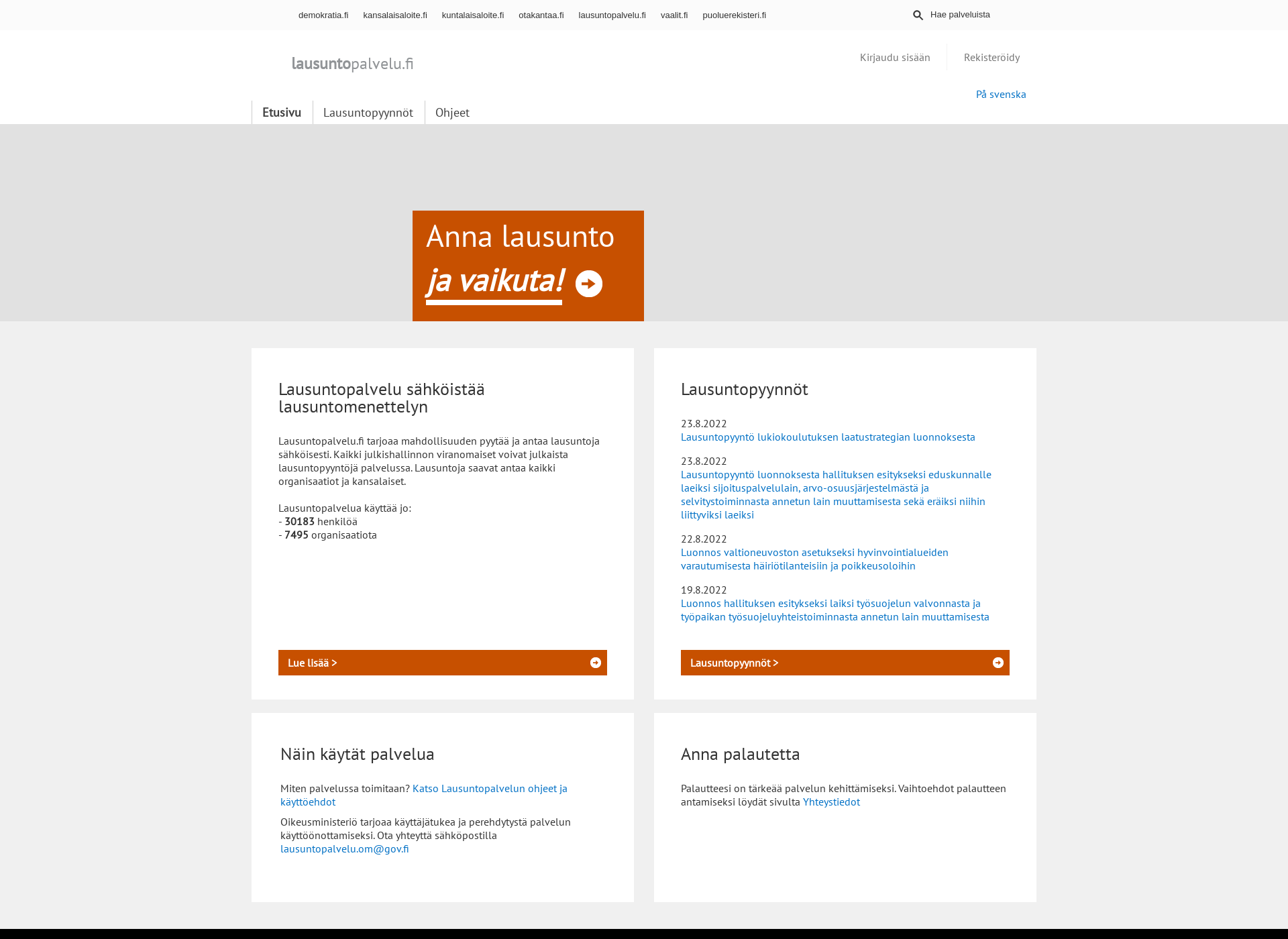 Screenshot for lausuntopalvelu.fi