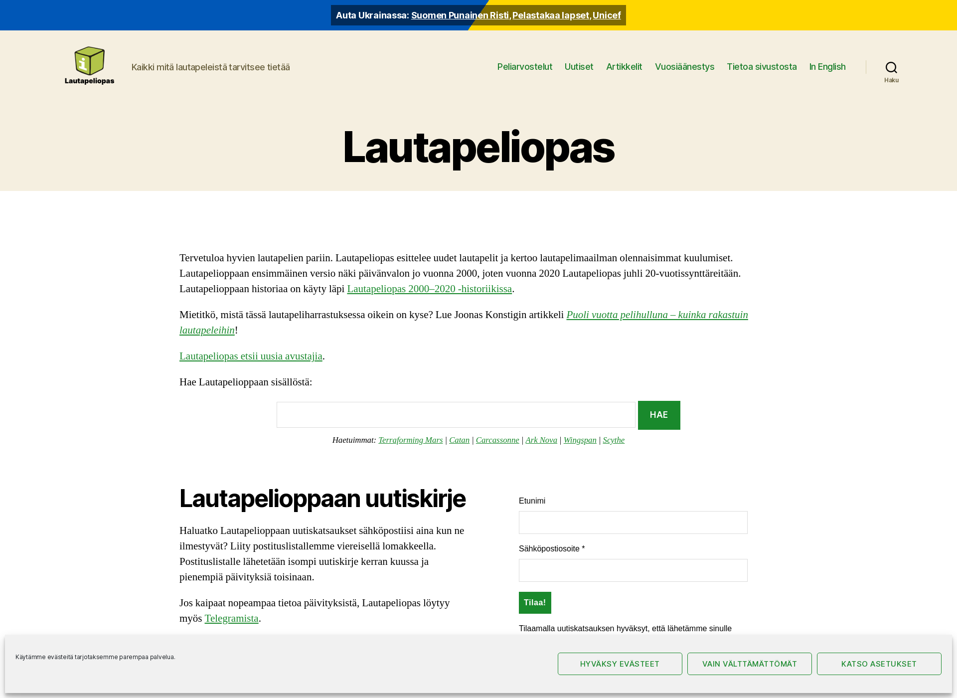 Skärmdump för lautapeliopas.fi