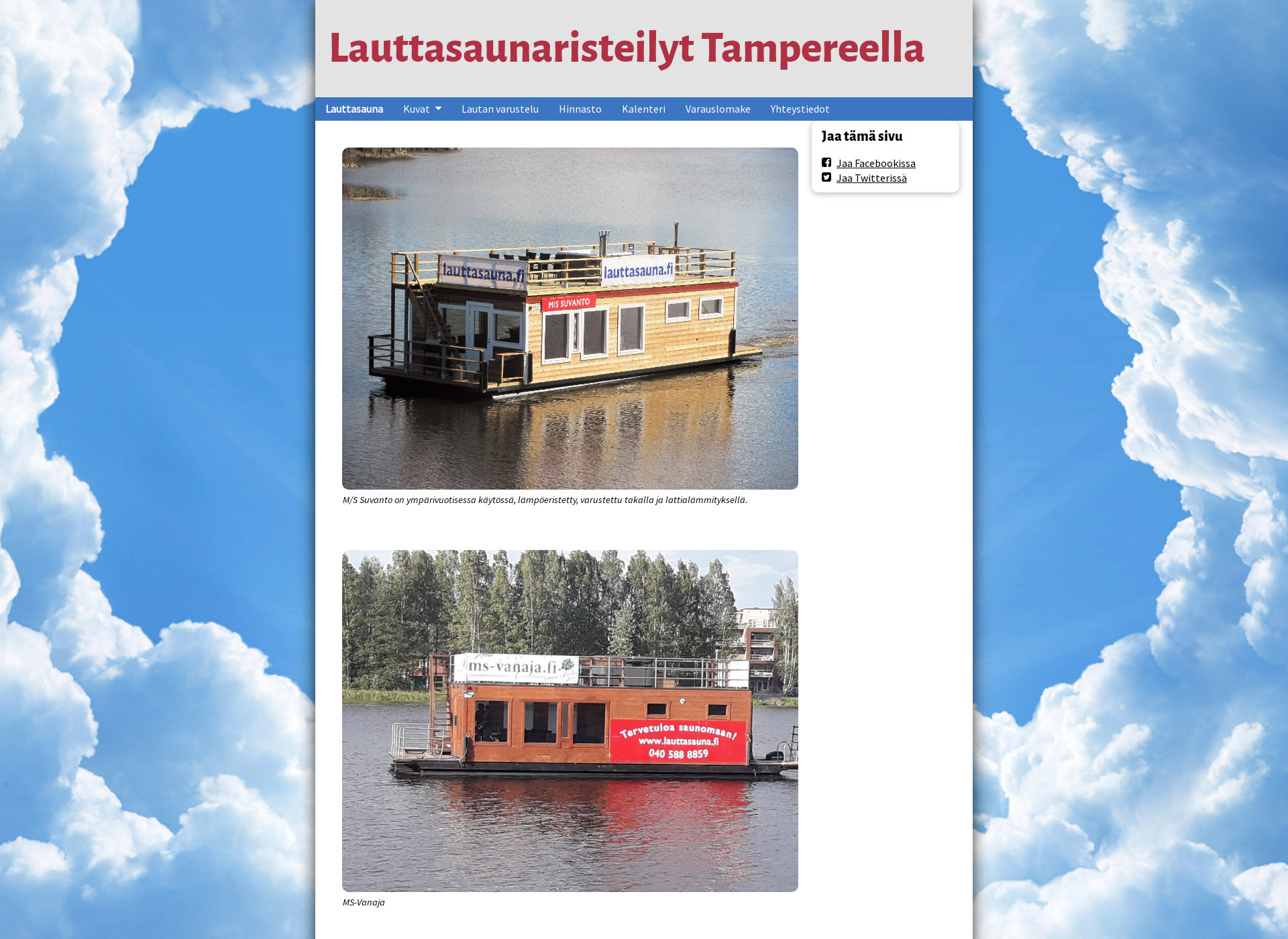 Skärmdump för lauttasauna.fi
