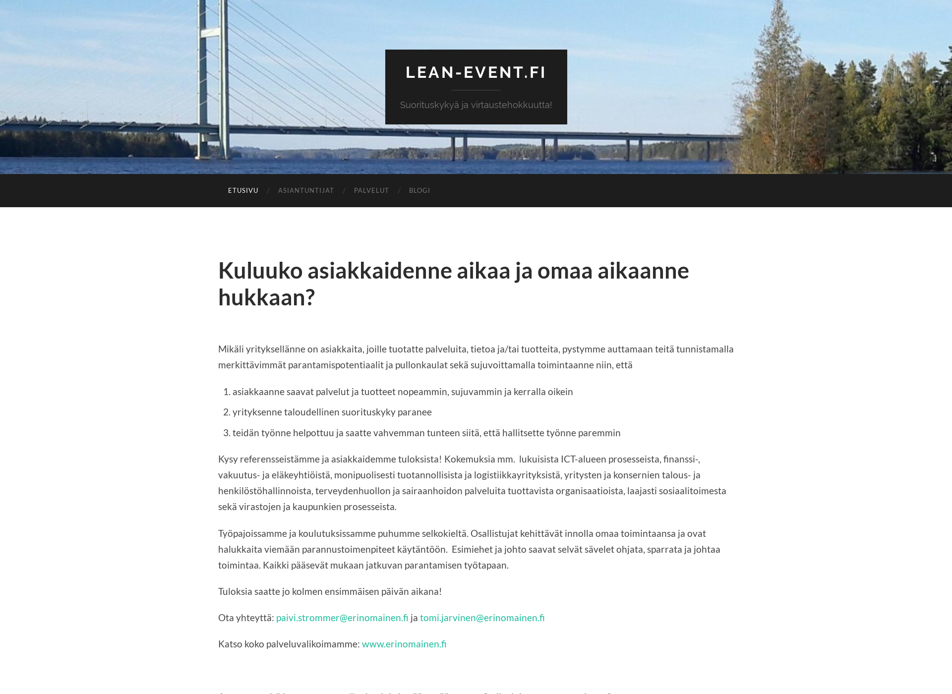 Skärmdump för lean-event.fi