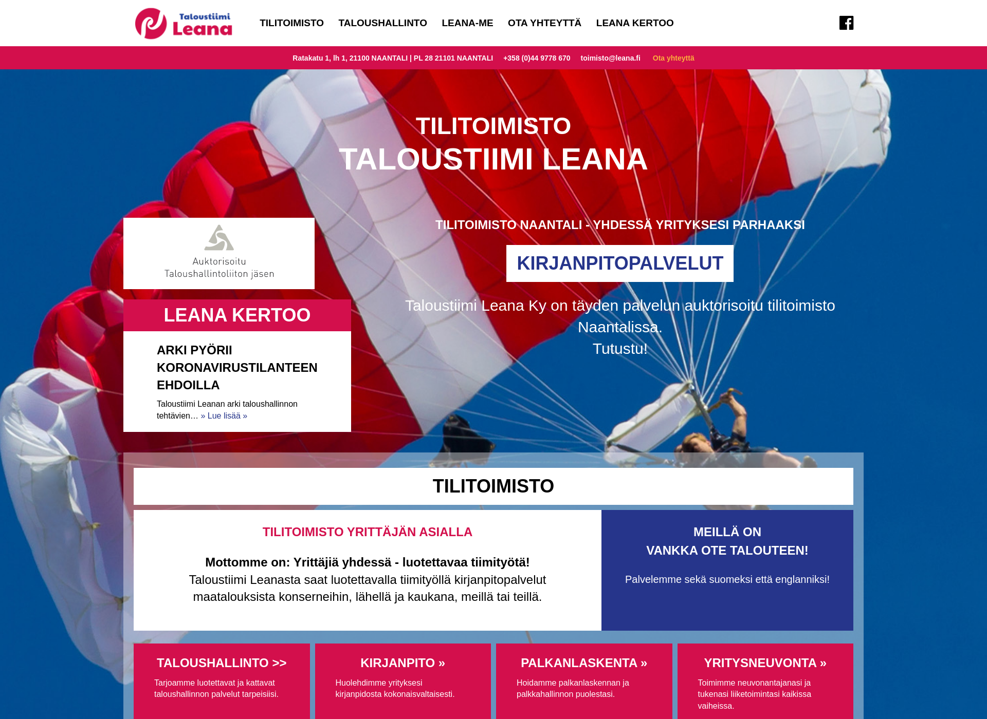 Skärmdump för leana.fi