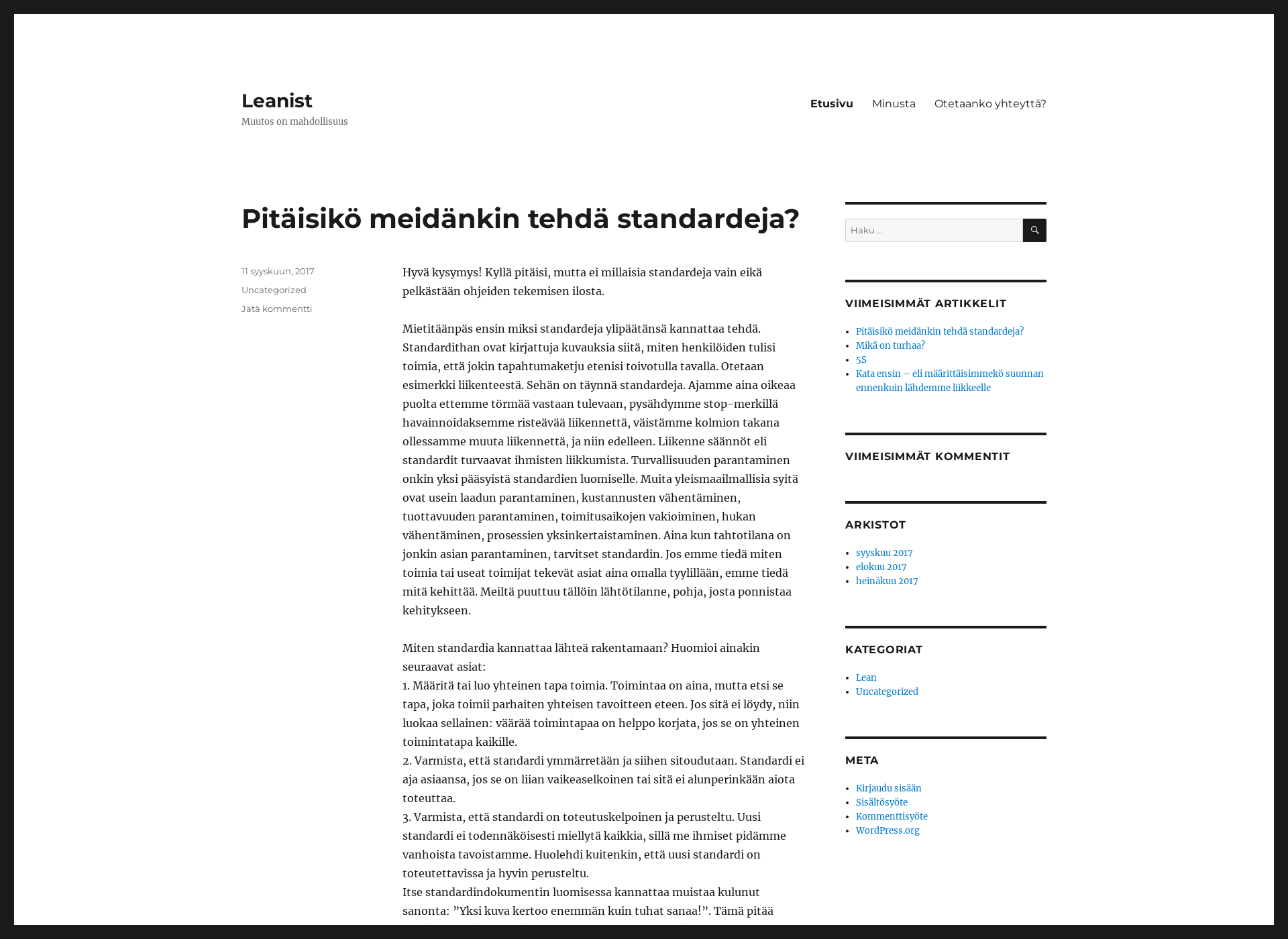 Screenshot for leanist.fi