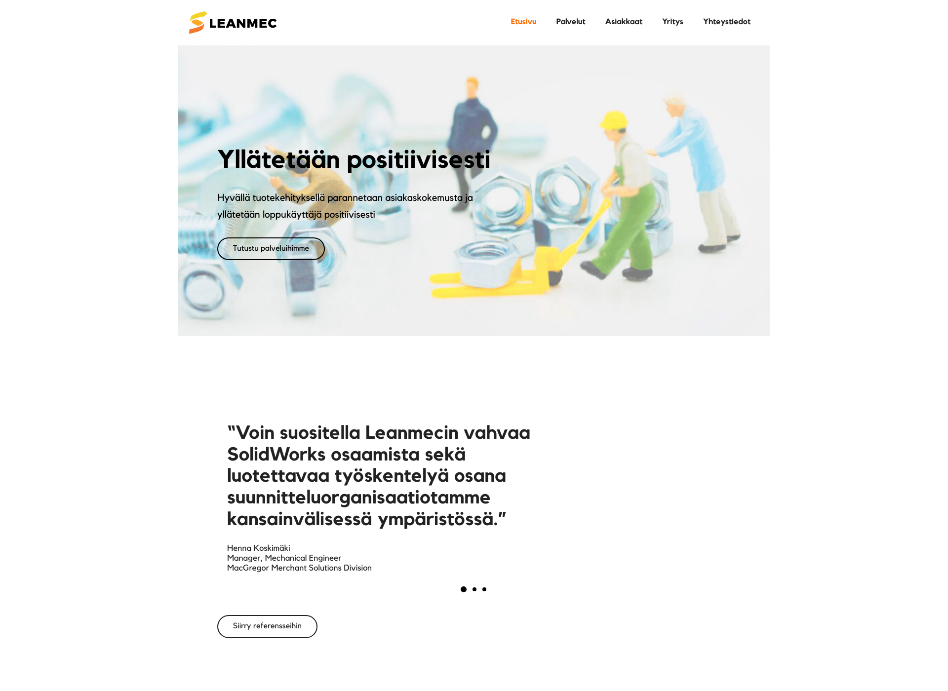 Skärmdump för leanmec.fi