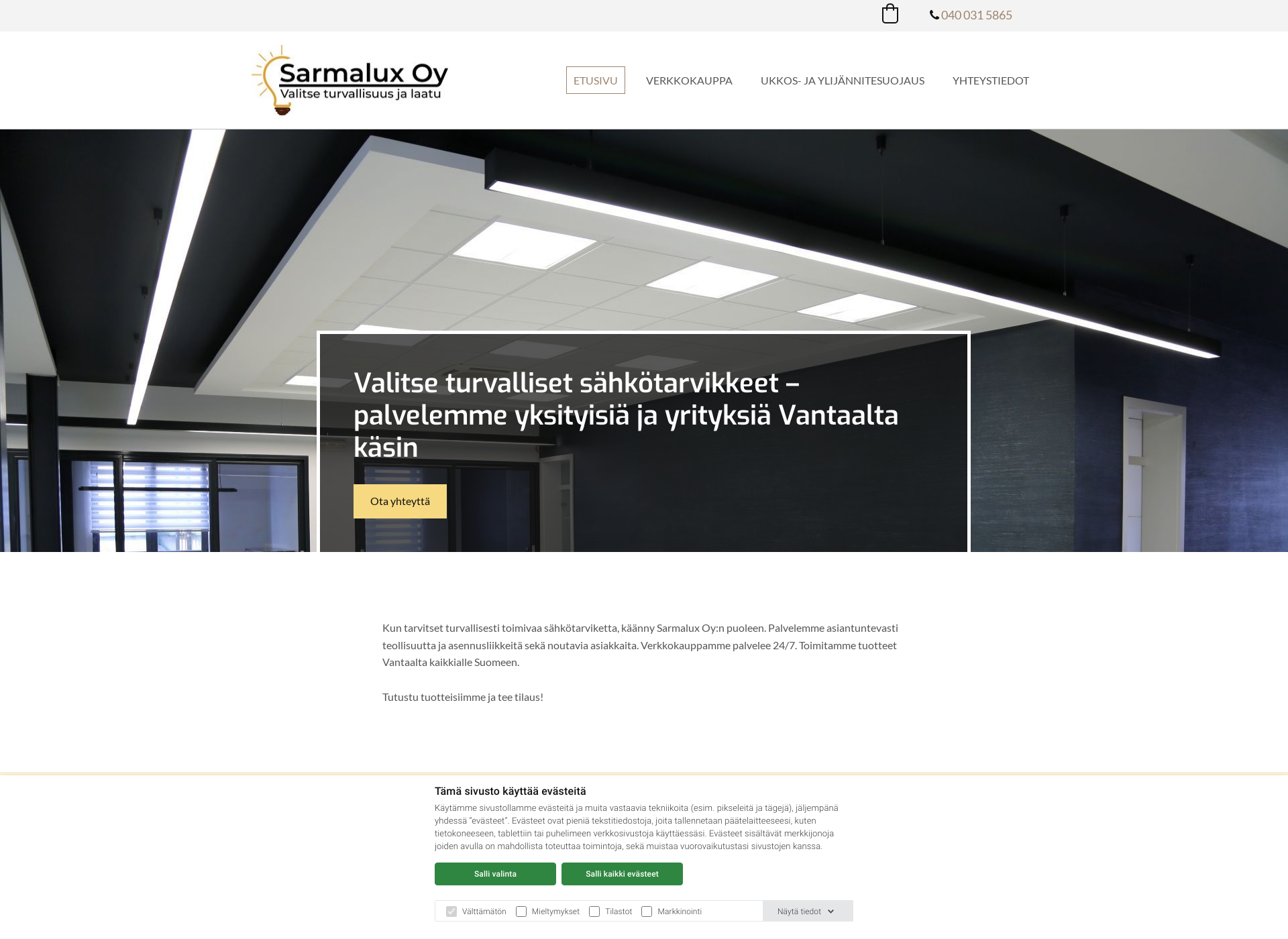 Skärmdump för ledivalaistus.fi