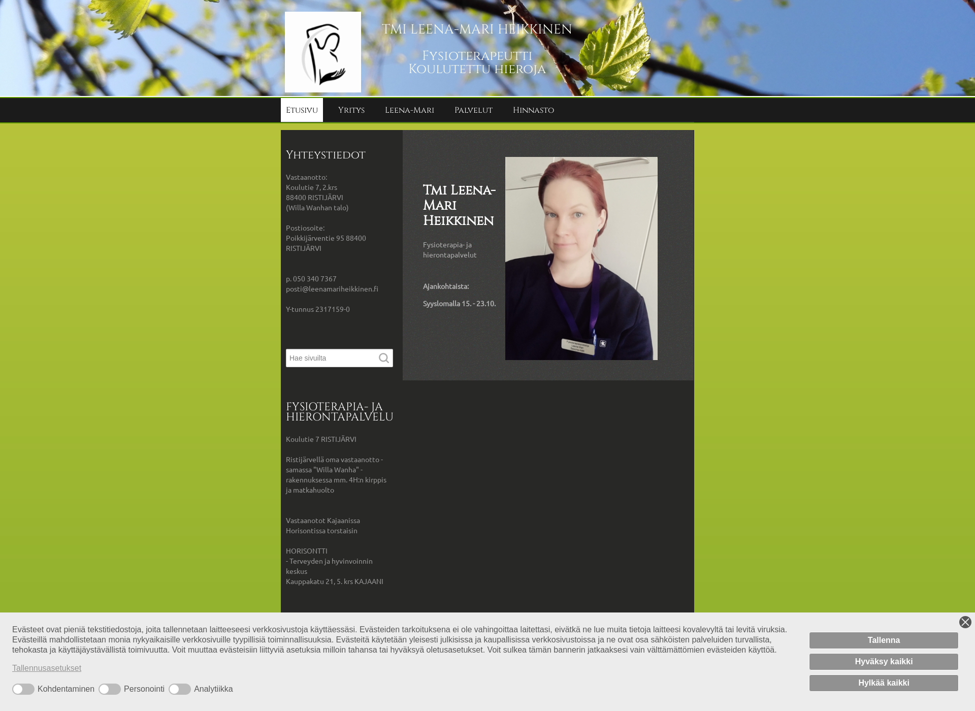 Screenshot for leenamariheikkinen.fi