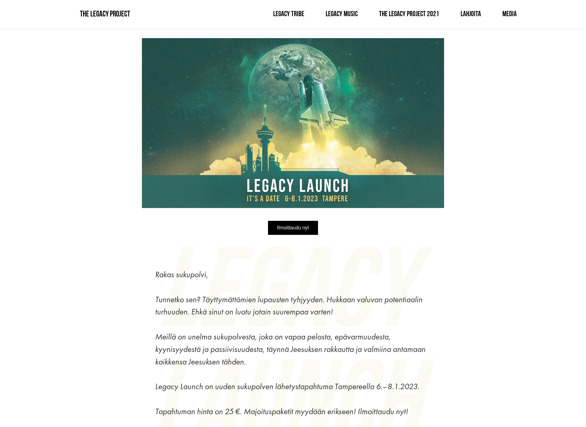 Screenshot for legacyproject.fi