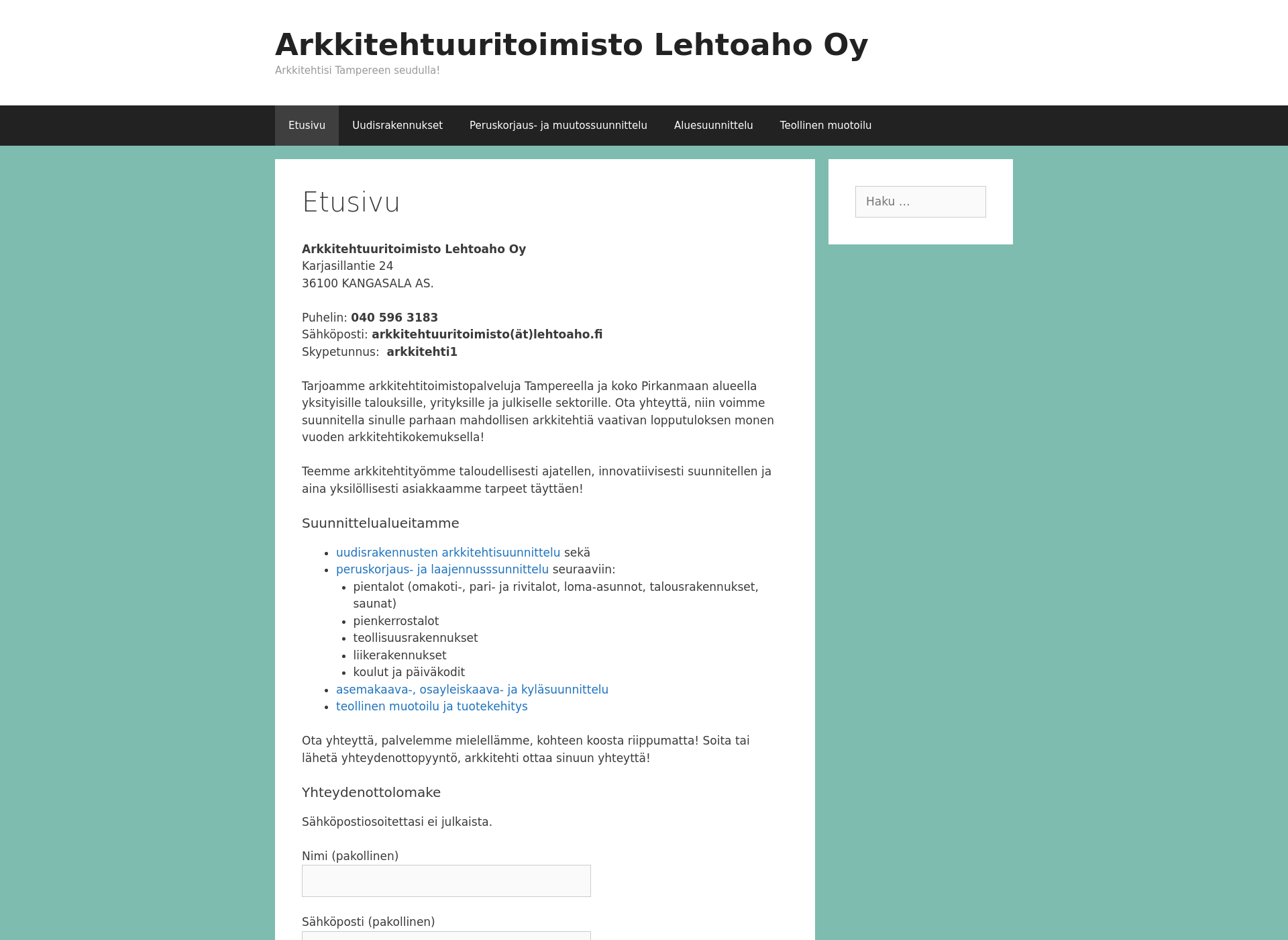 Skärmdump för lehtoaho.fi