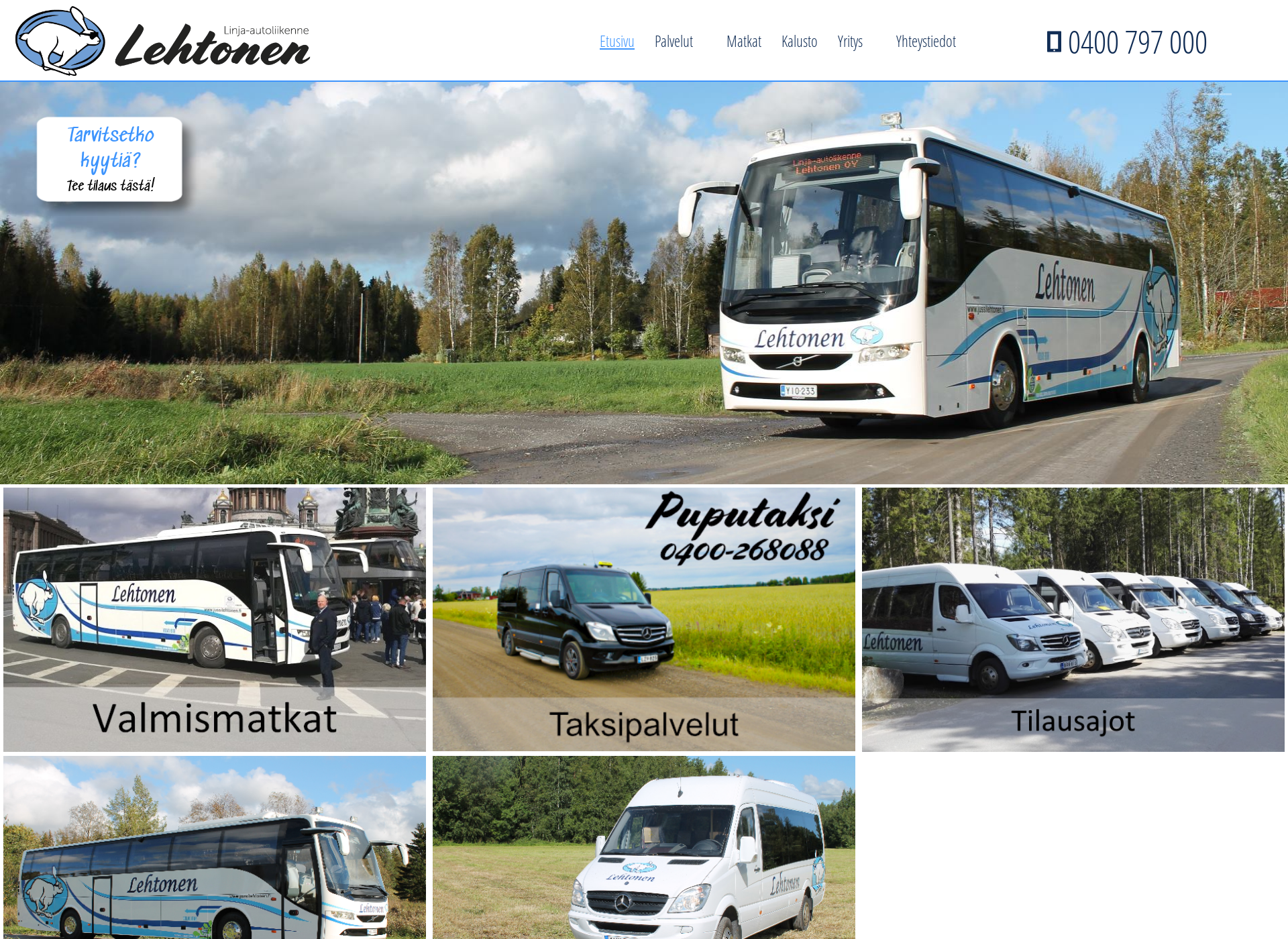 Skärmdump för lehtosenbussit.fi