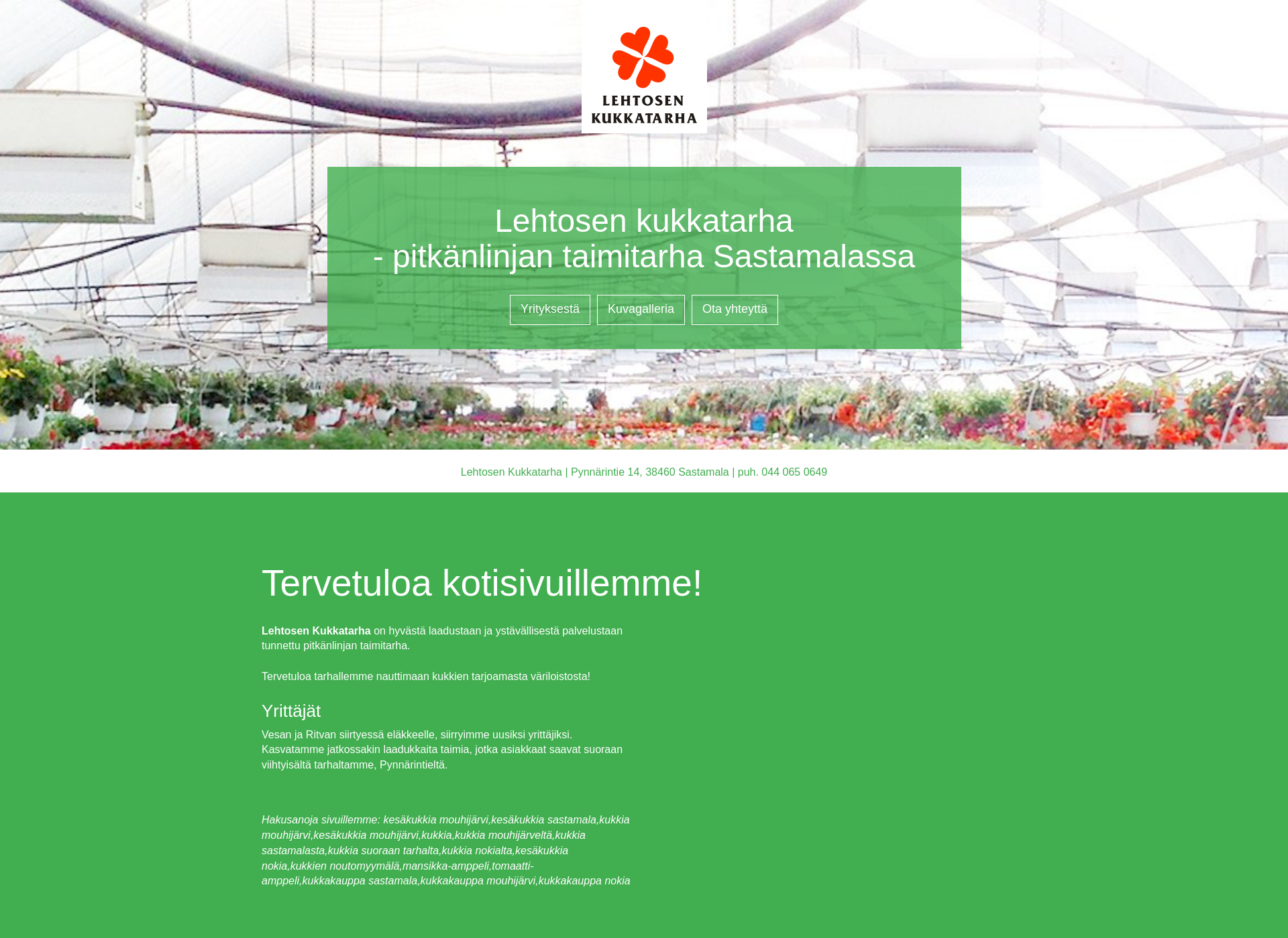 Skärmdump för lehtosenkukkatarha.fi
