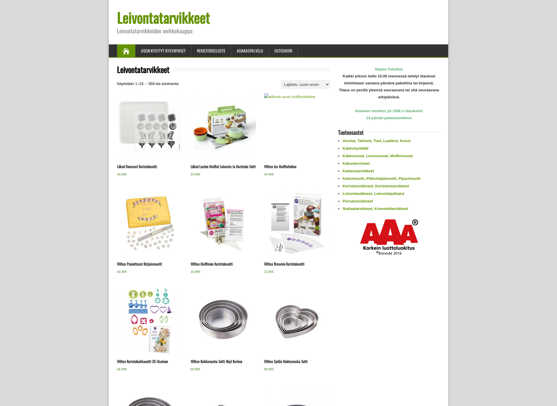 Screenshot for leivontatarvikkeet.fi