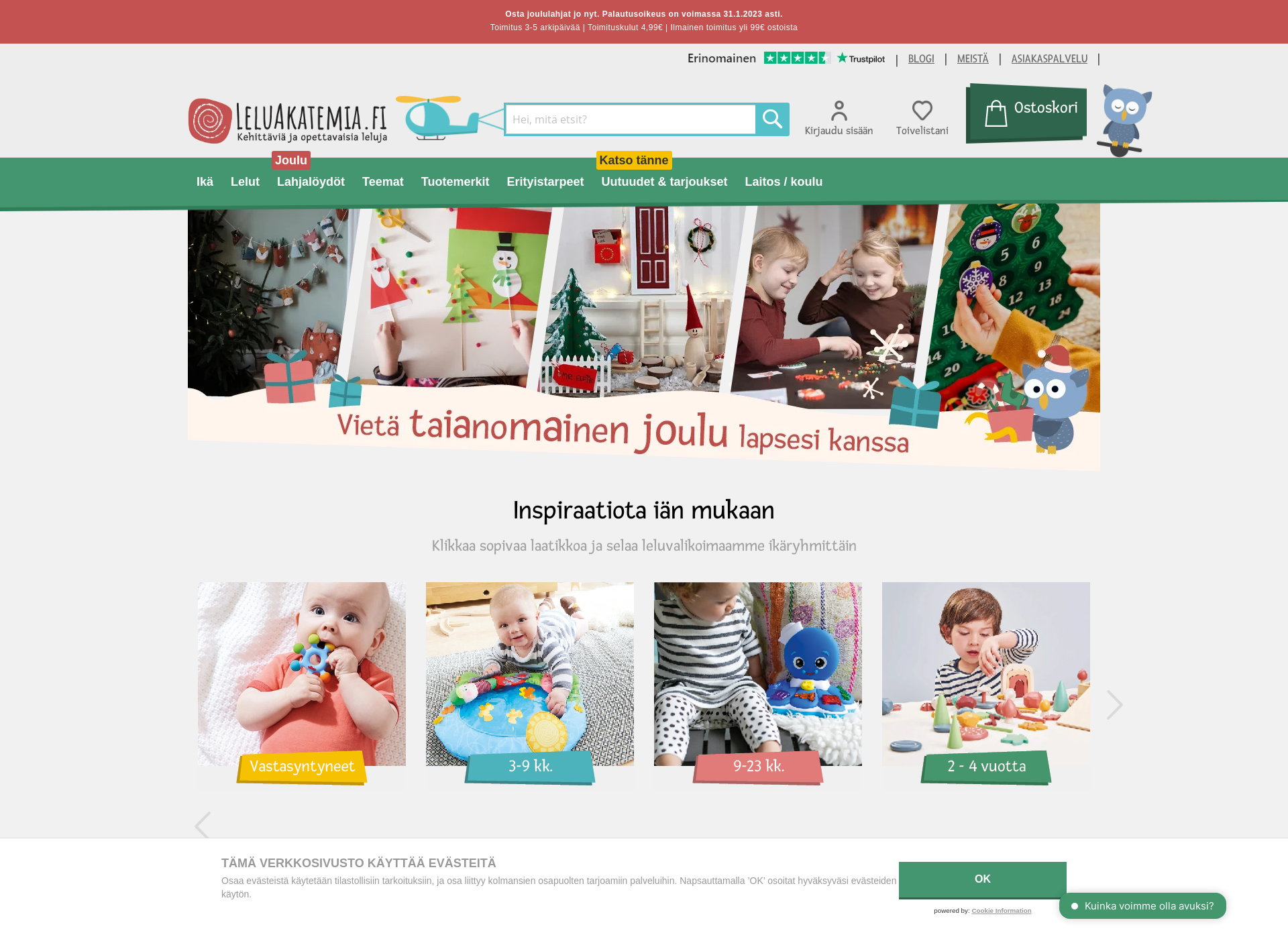 Skärmdump för leluakatemia.fi