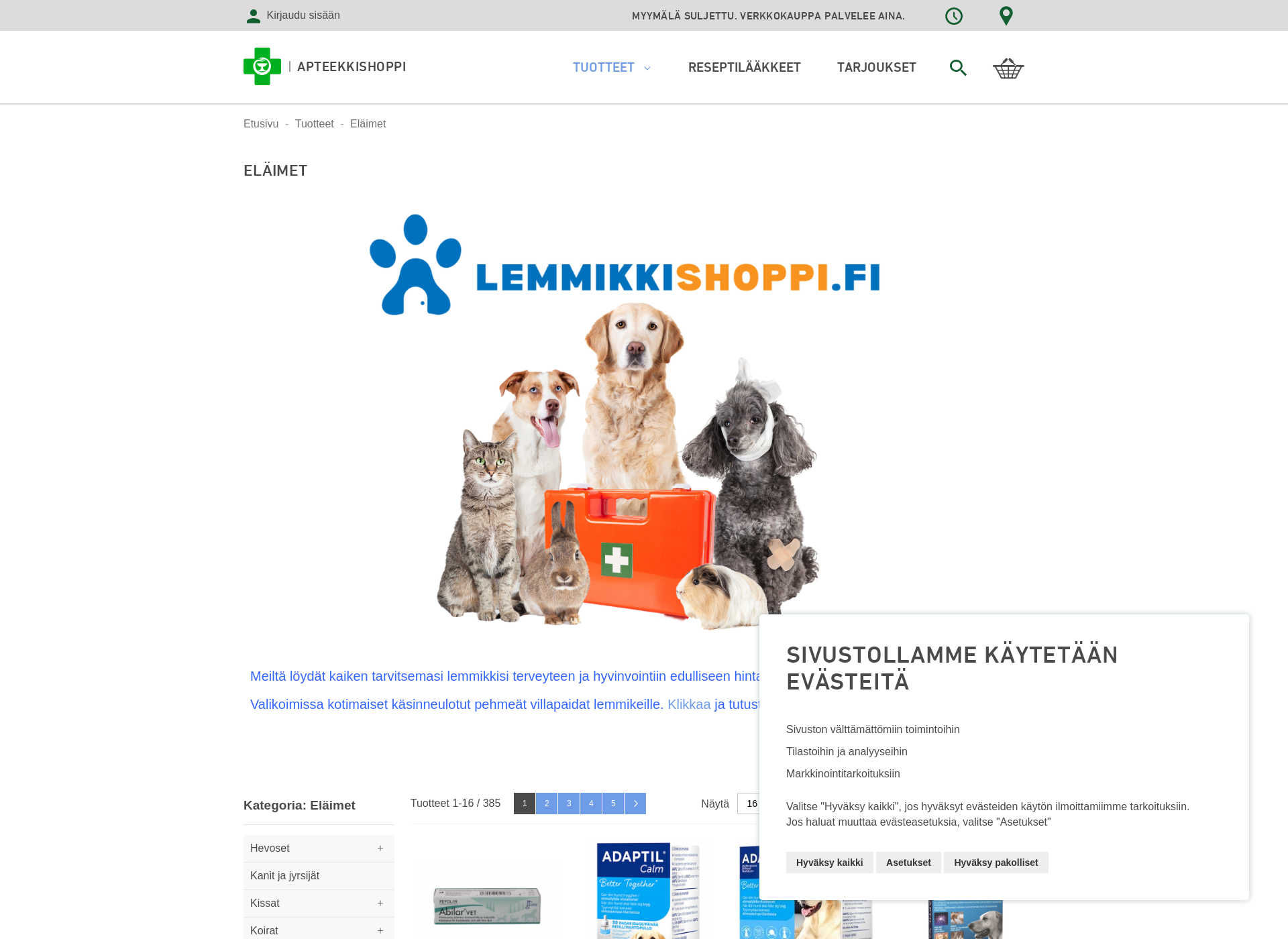 Screenshot for lemmikkishoppi.fi