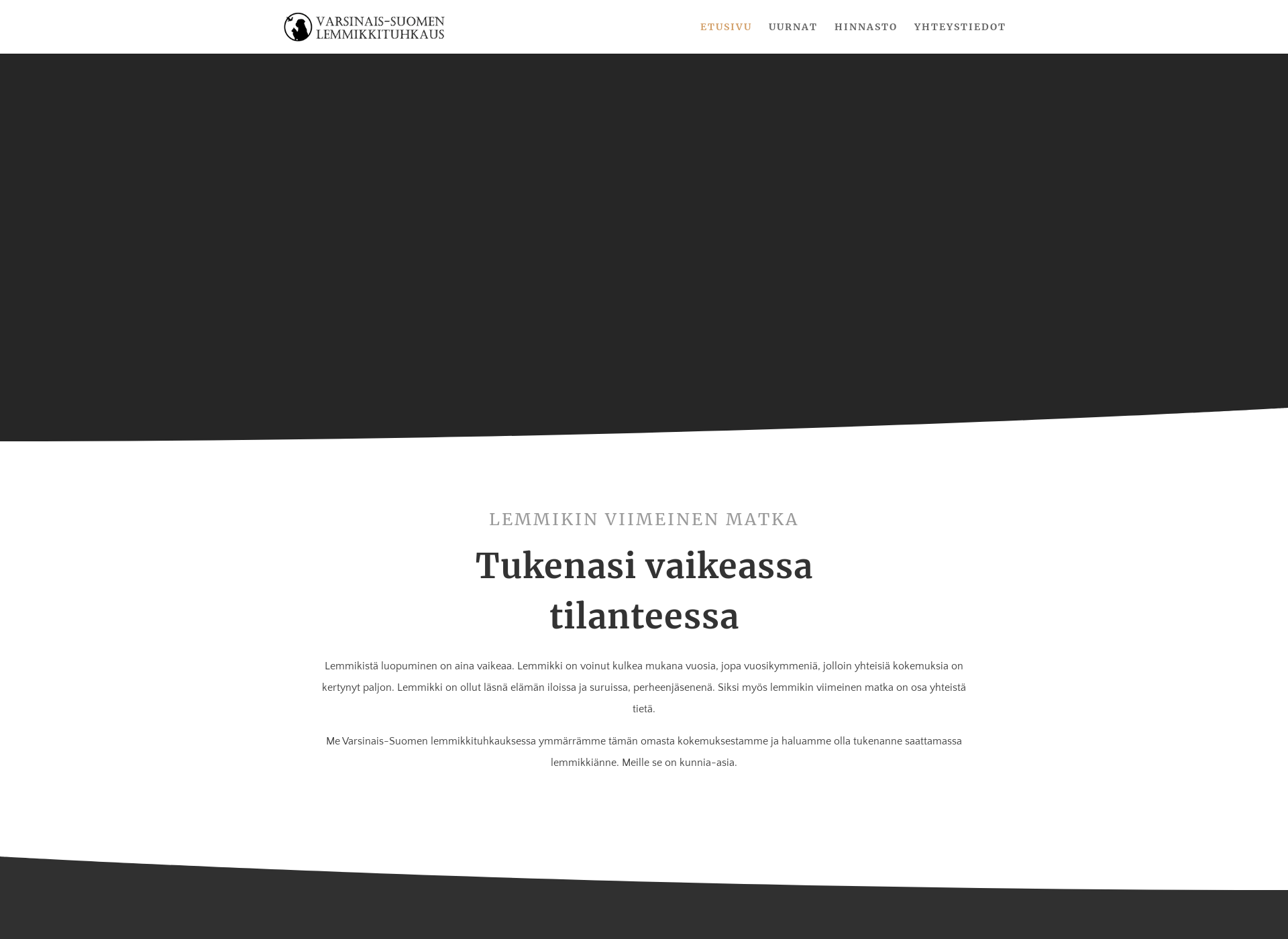 Skärmdump för lemmikkituhkaus.fi