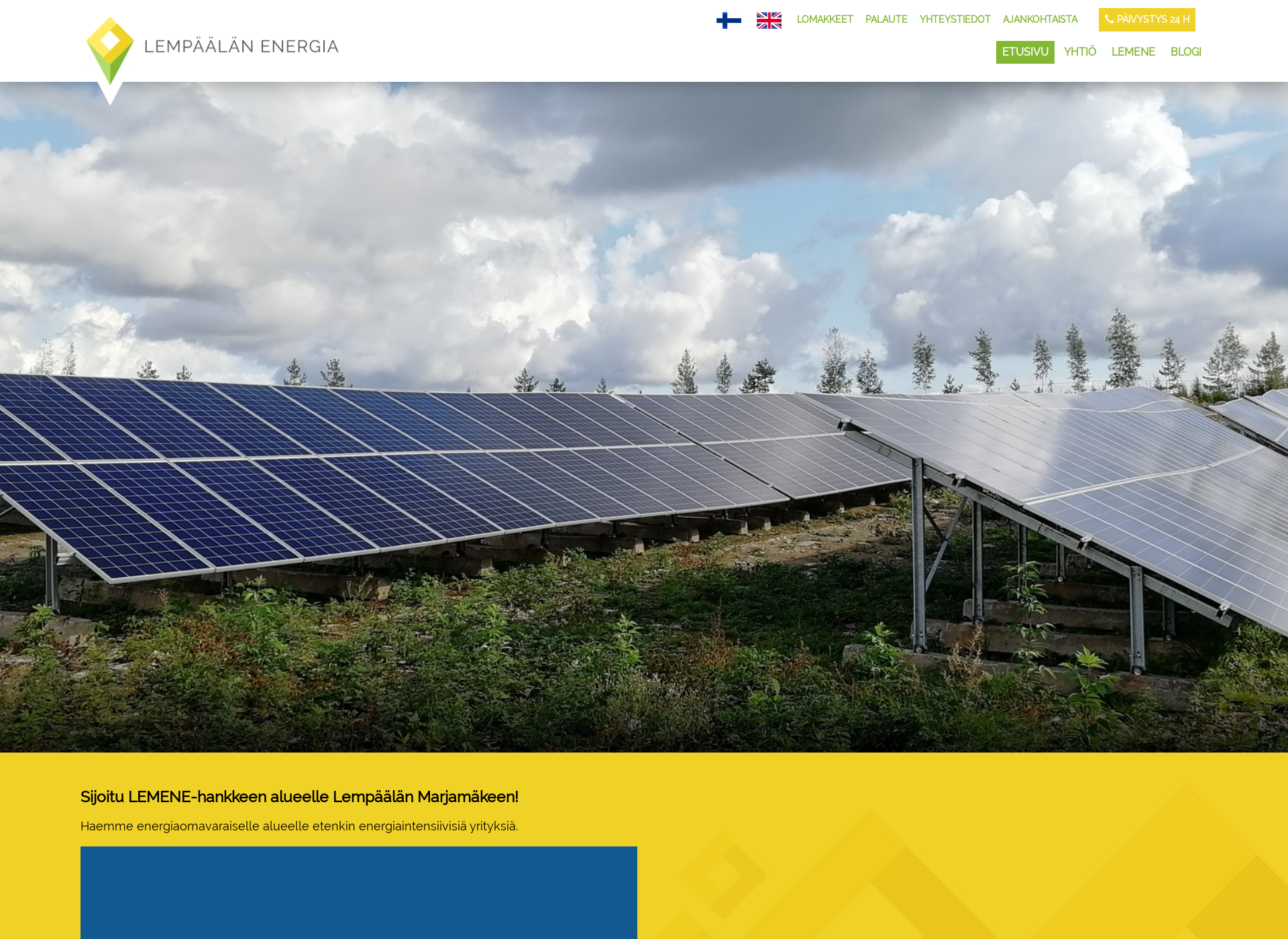 Skärmdump för lempaalanenergia.fi