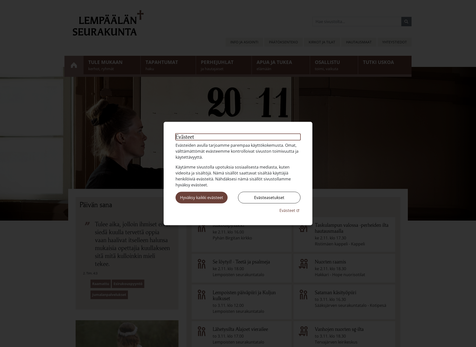 Skärmdump för lempaalanseurakunta.fi