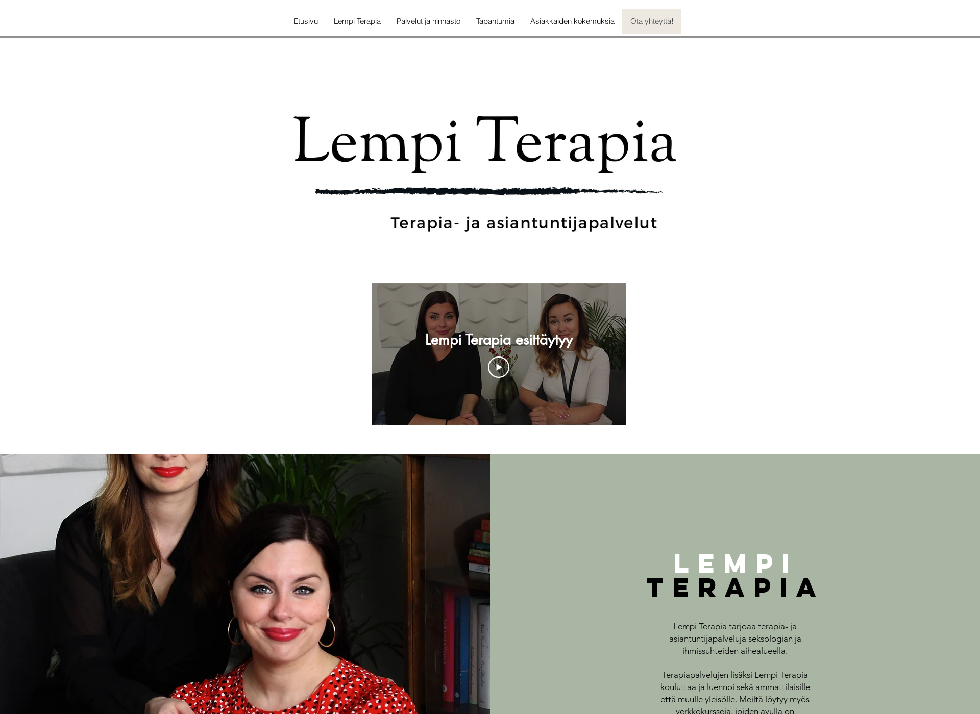 Skärmdump för lempiterapia.fi