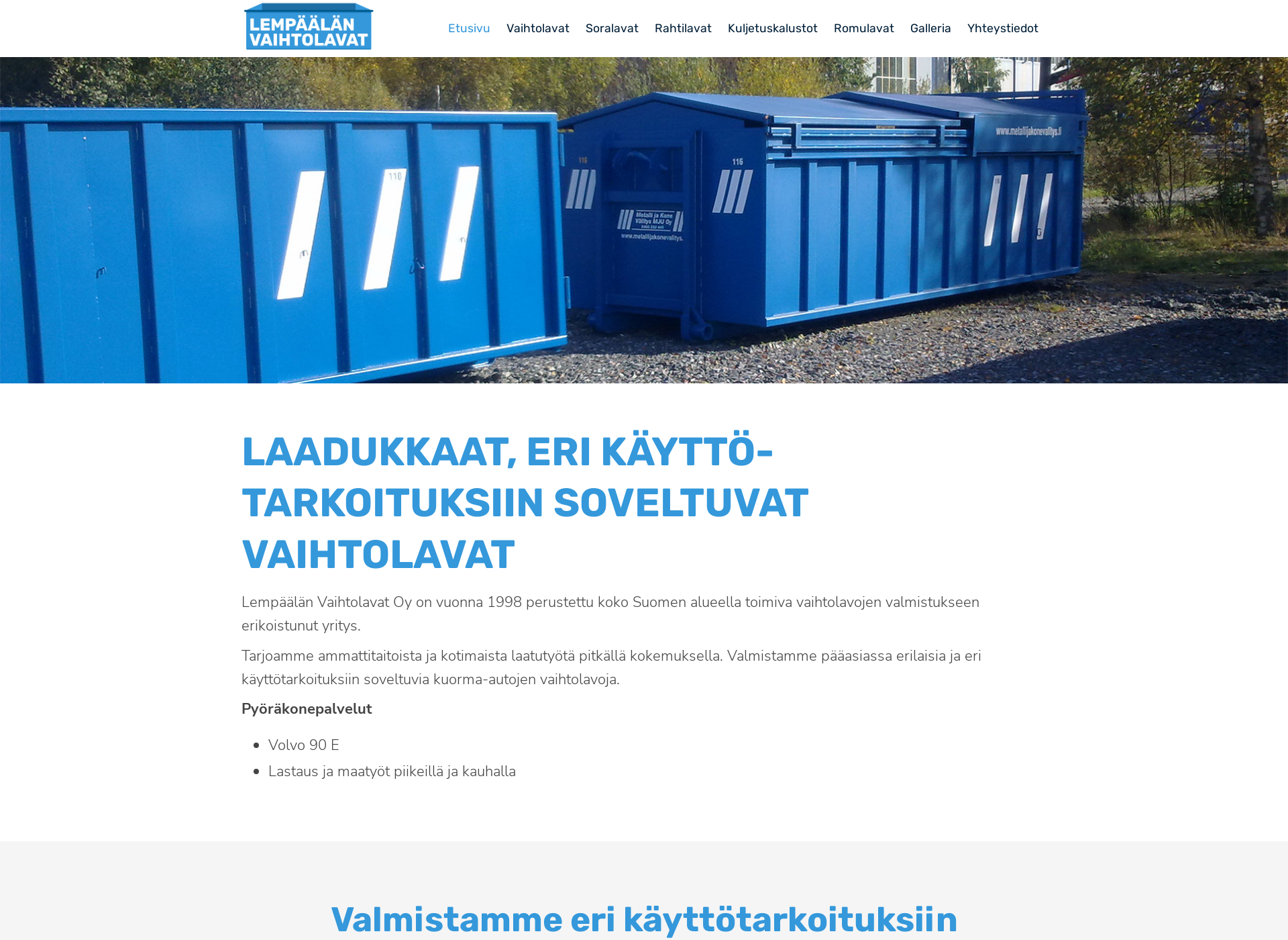 Screenshot for lempäälänvaihtolavat.fi