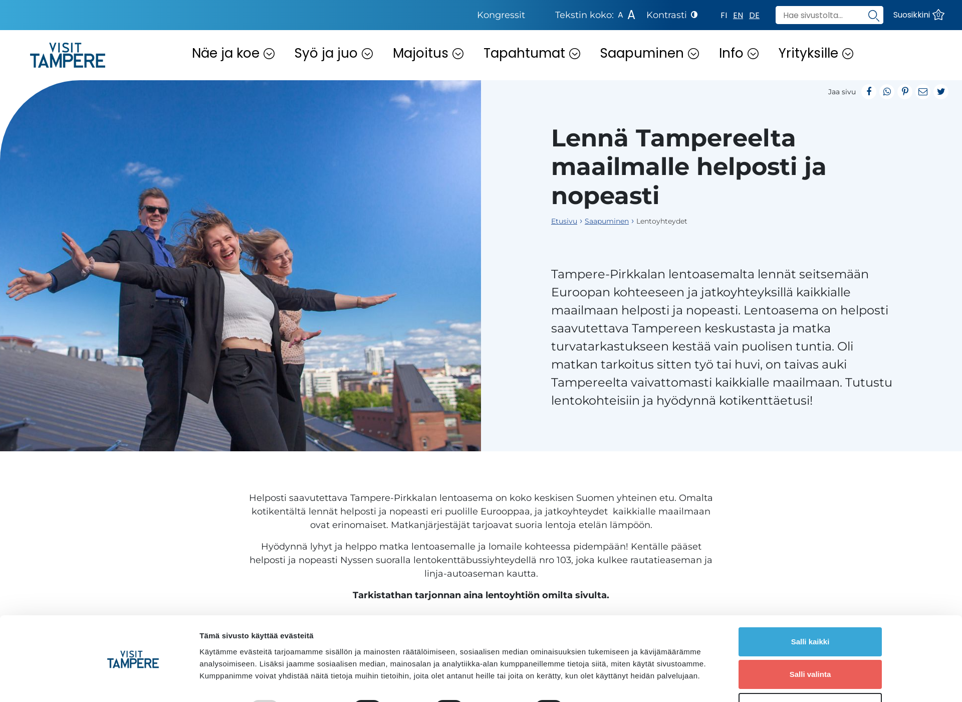 Screenshot for lentoontampereelta.fi