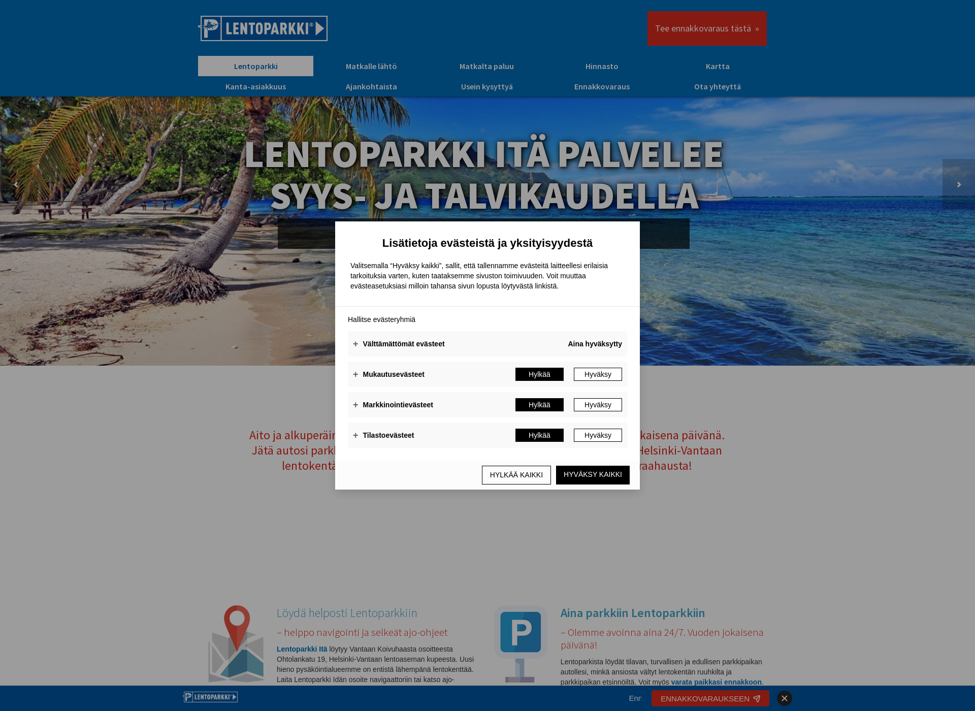 Screenshot for lentoparkki.fi