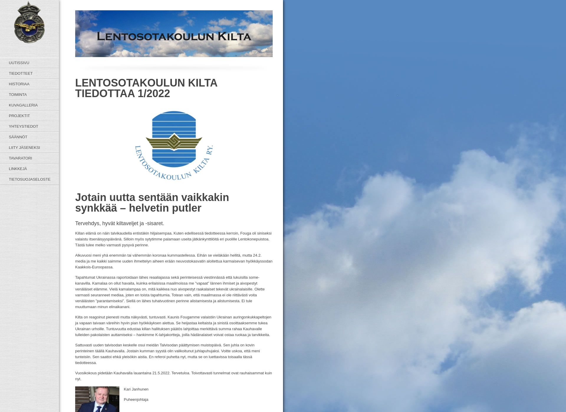 Skärmdump för lentosotakoulunkilta.fi