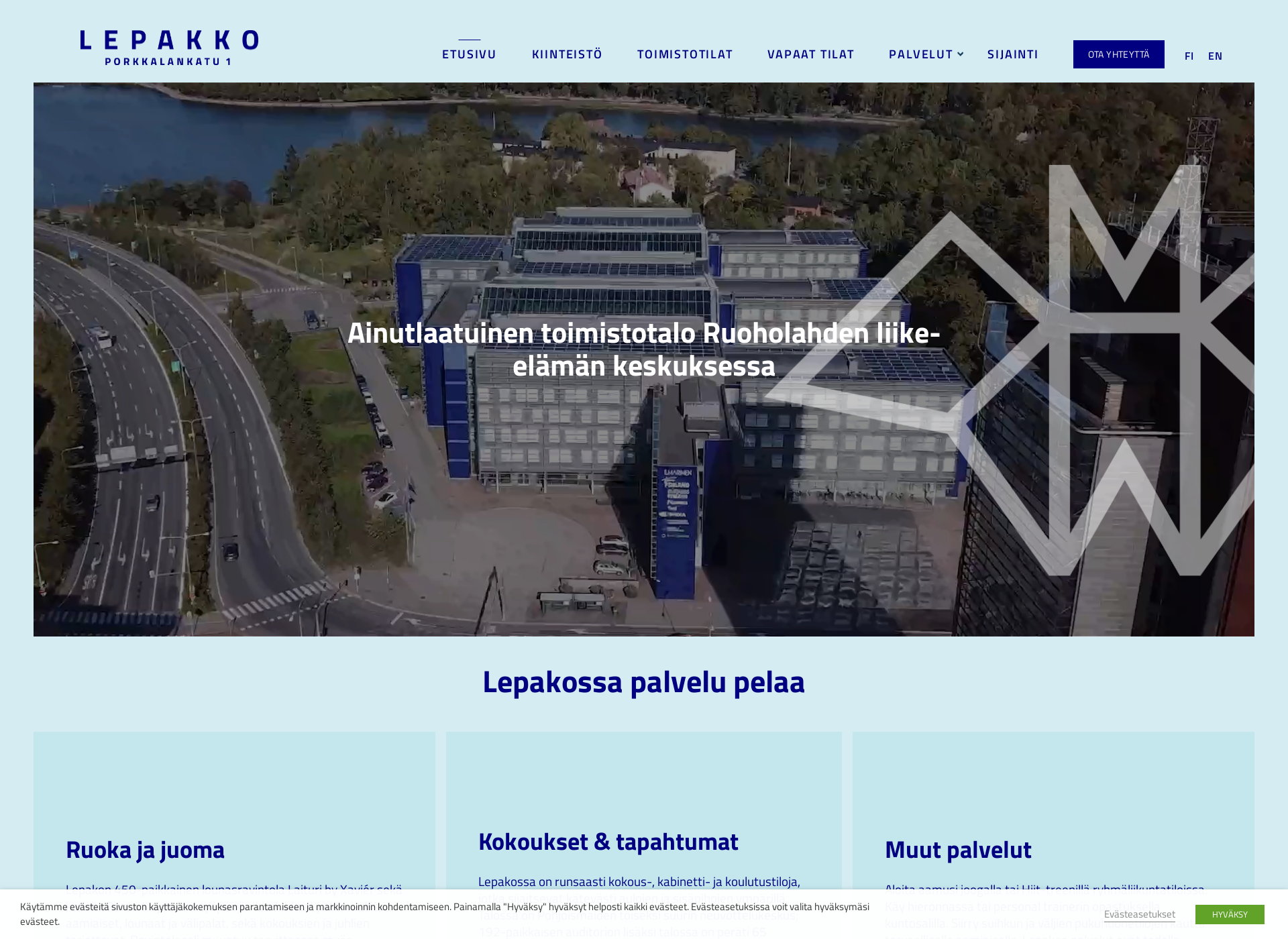 Skärmdump för lepakkoruoholahti.fi