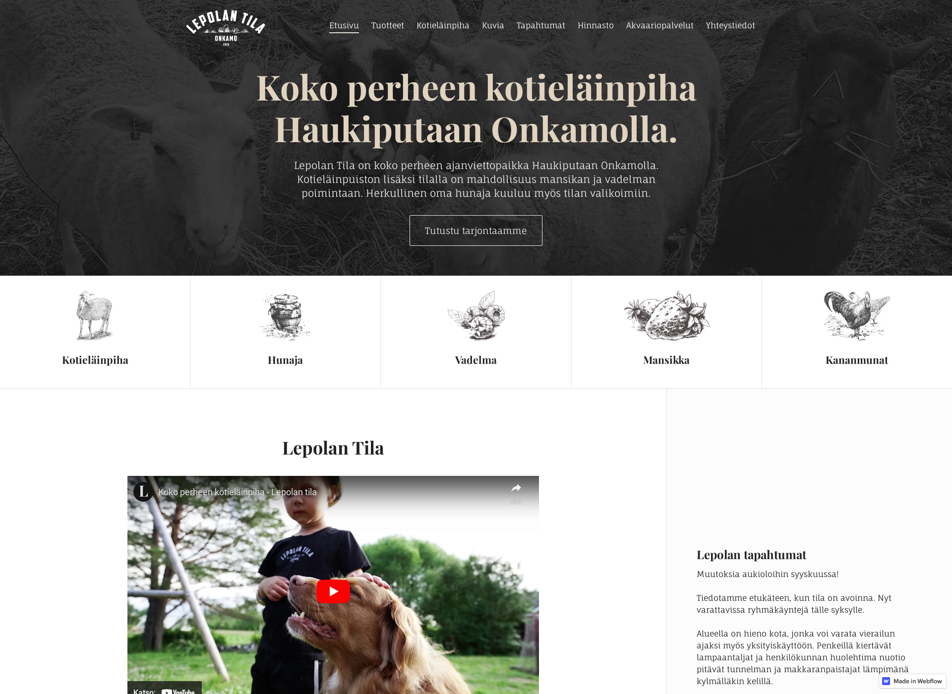 Skärmdump för lepolantila.fi