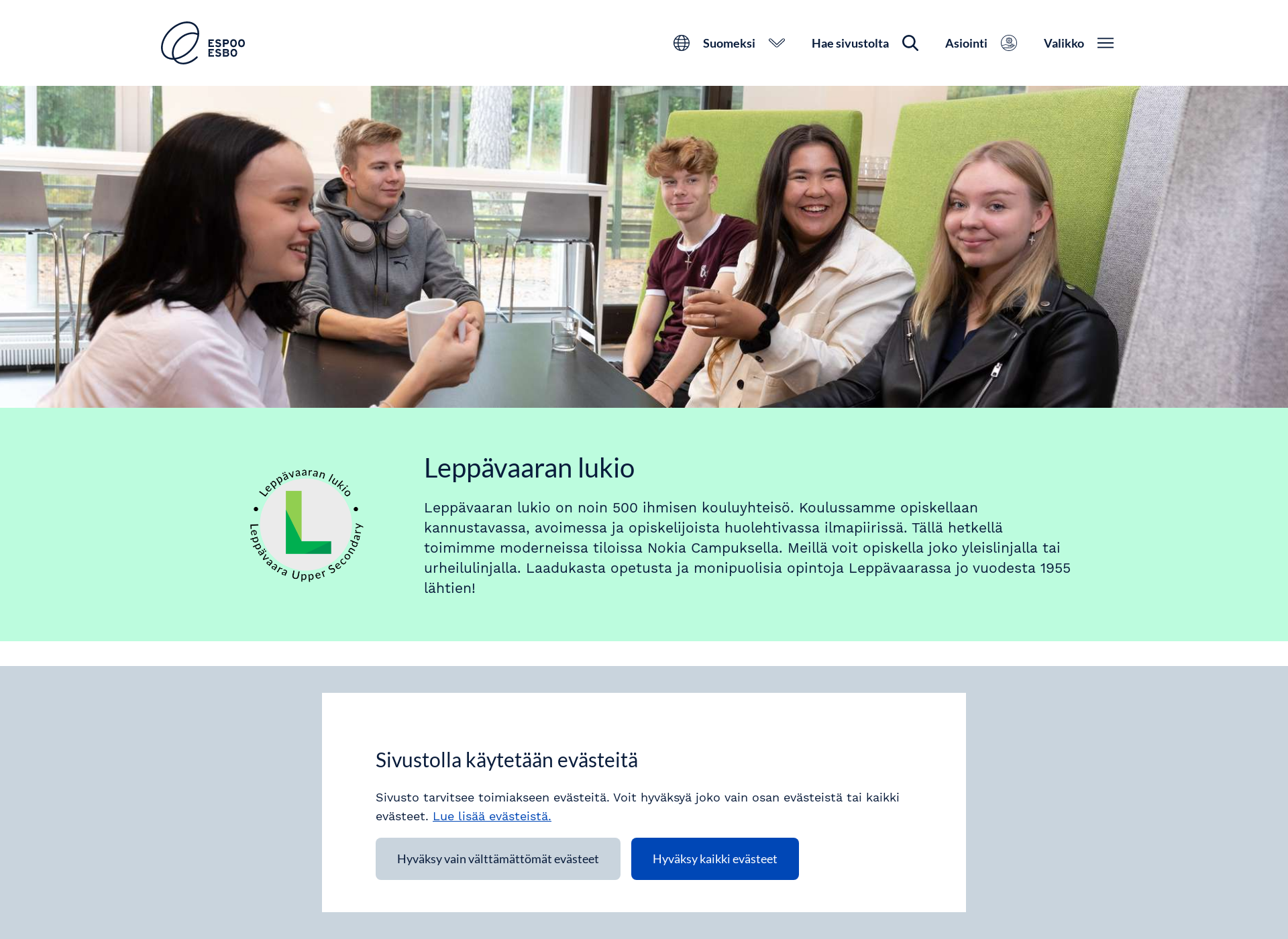 Screenshot for leppavaaranlukio.fi
