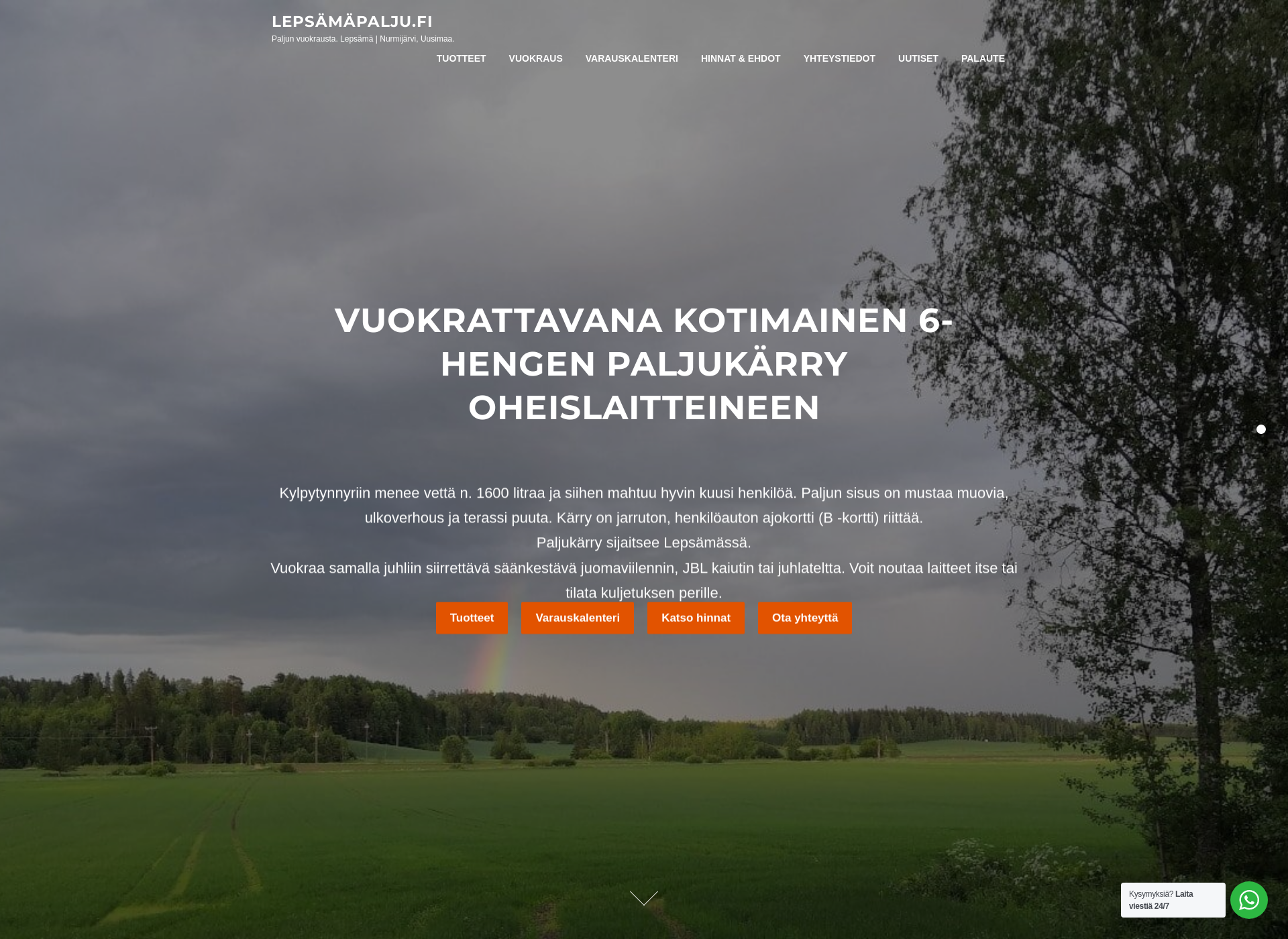 Skärmdump för lepsamapalju.fi