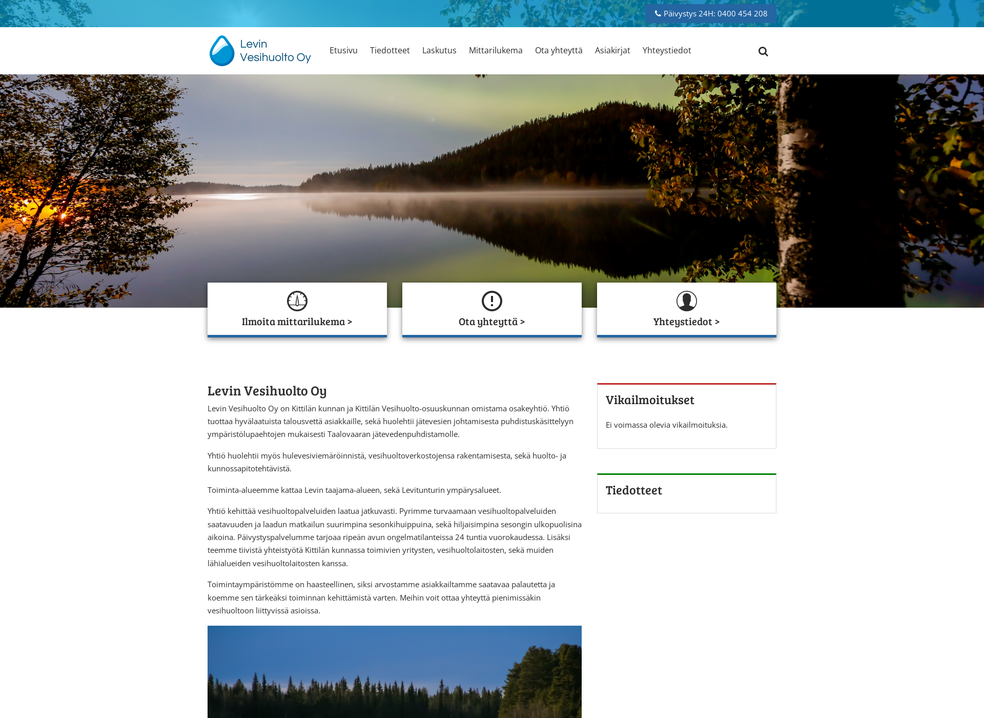 Screenshot for levinvesihuolto.fi