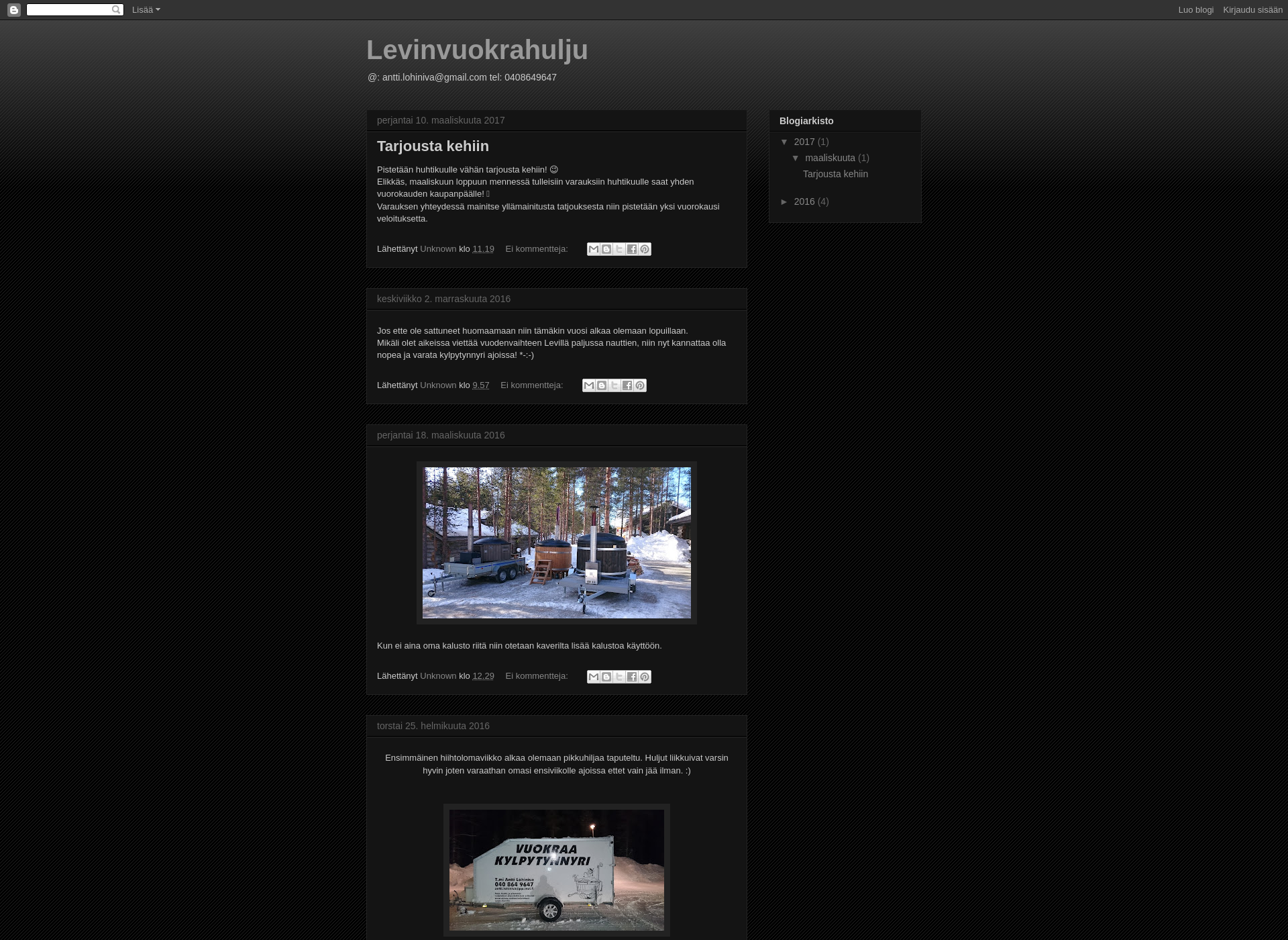 Skärmdump för levinvuokrahulju.fi