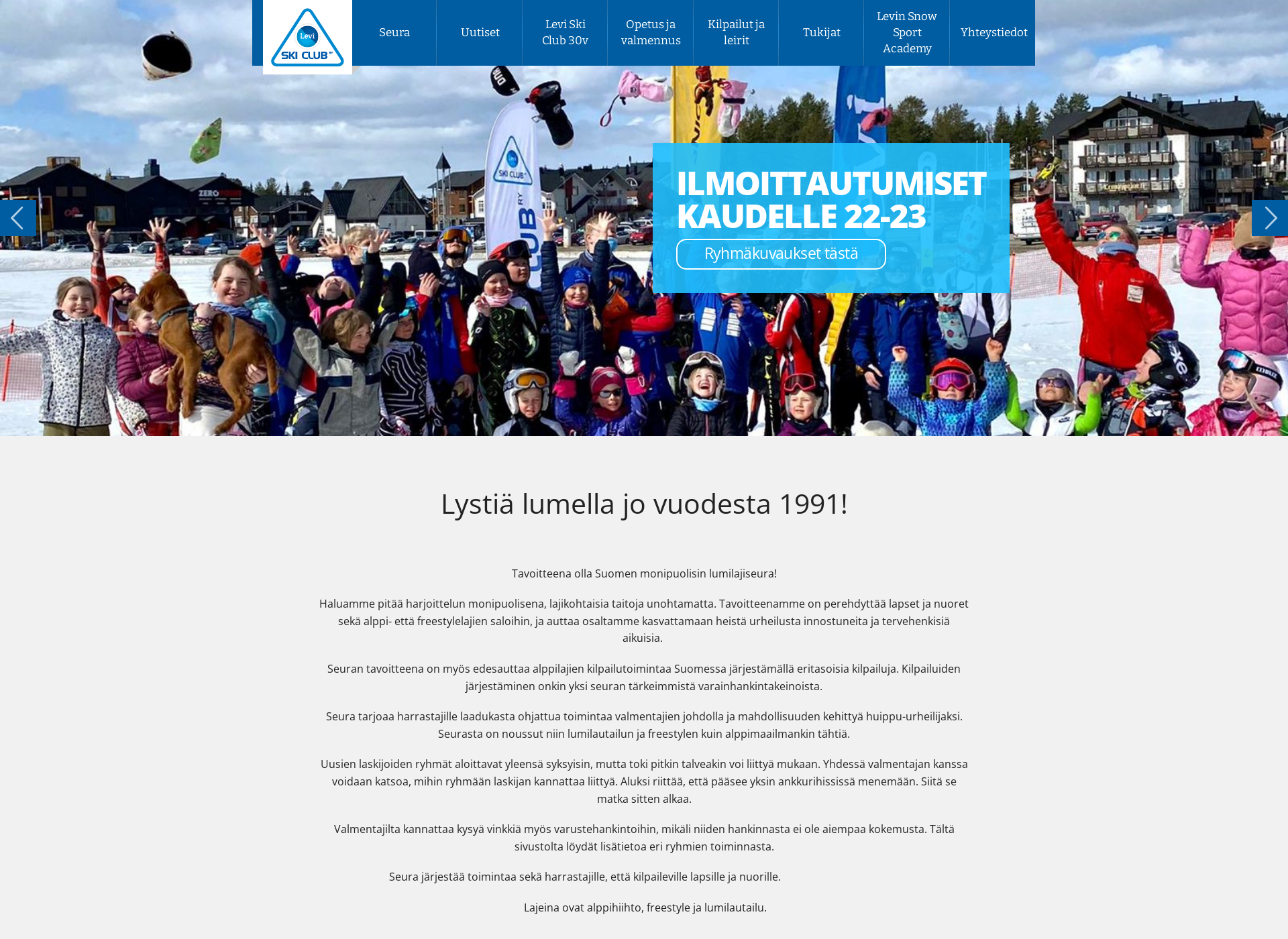 Skärmdump för leviskiclub.fi