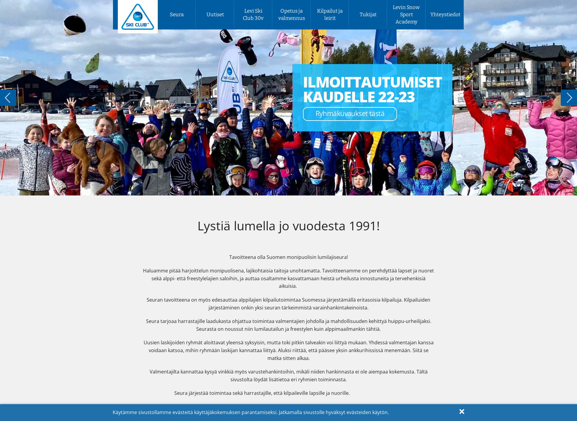 Skärmdump för leviskiteam.fi