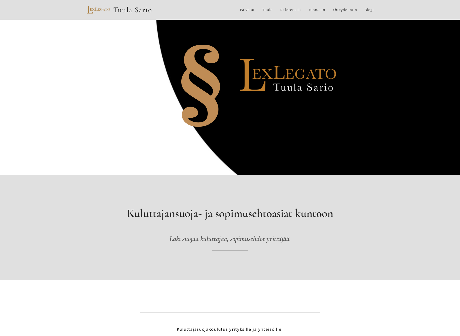 Skärmdump för lexlegato.fi