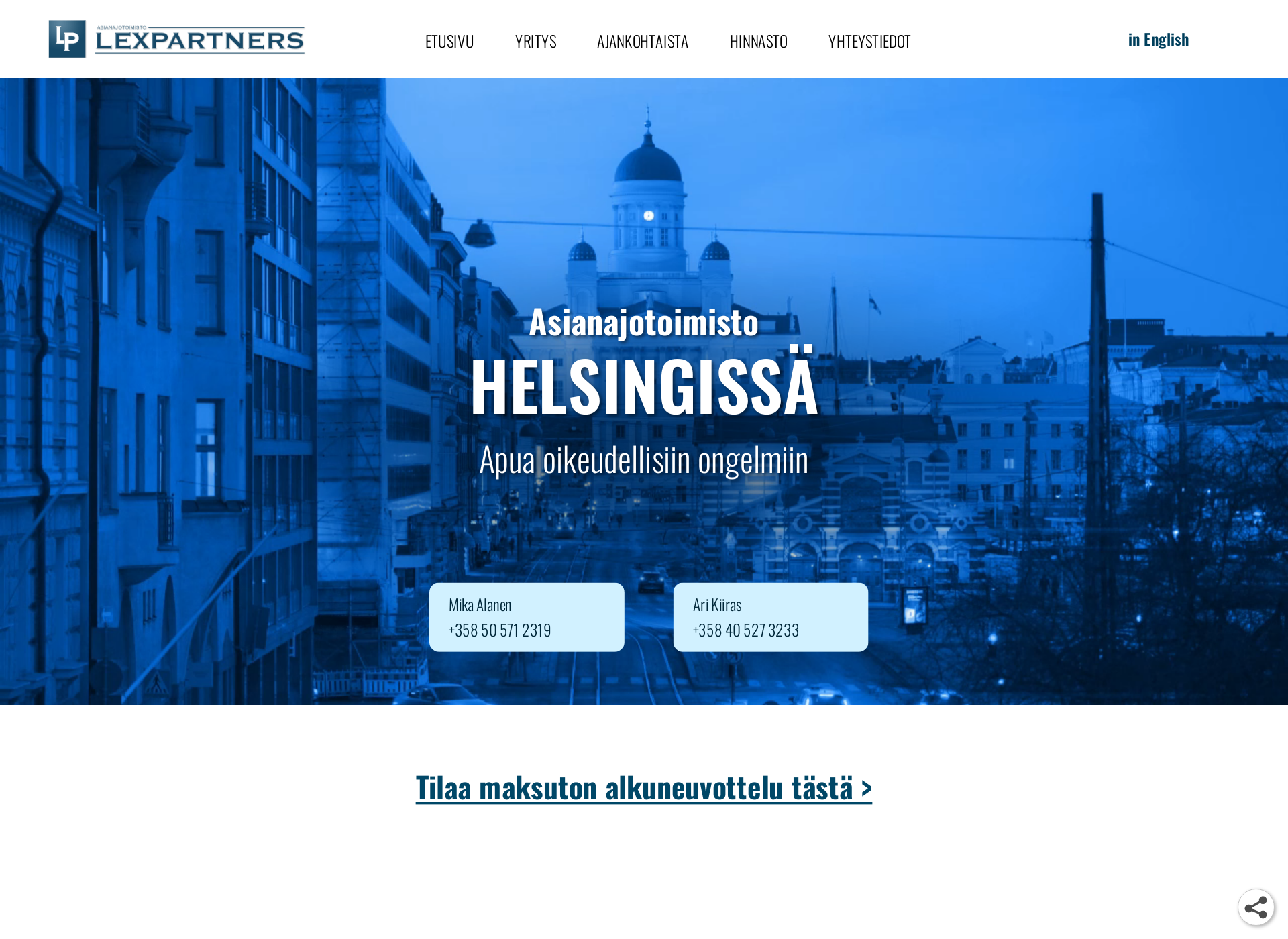 Skärmdump för lexpartners.fi