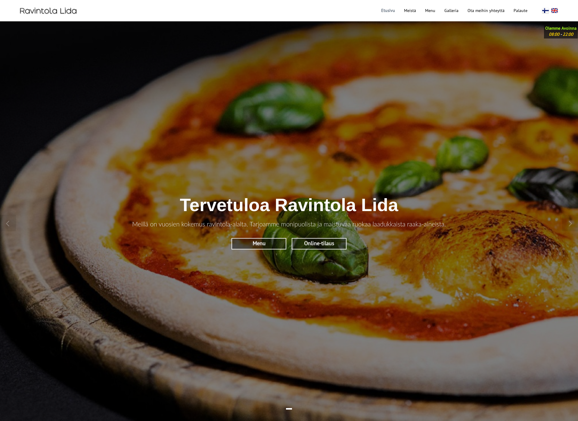 Skärmdump för lidaravintola.fi