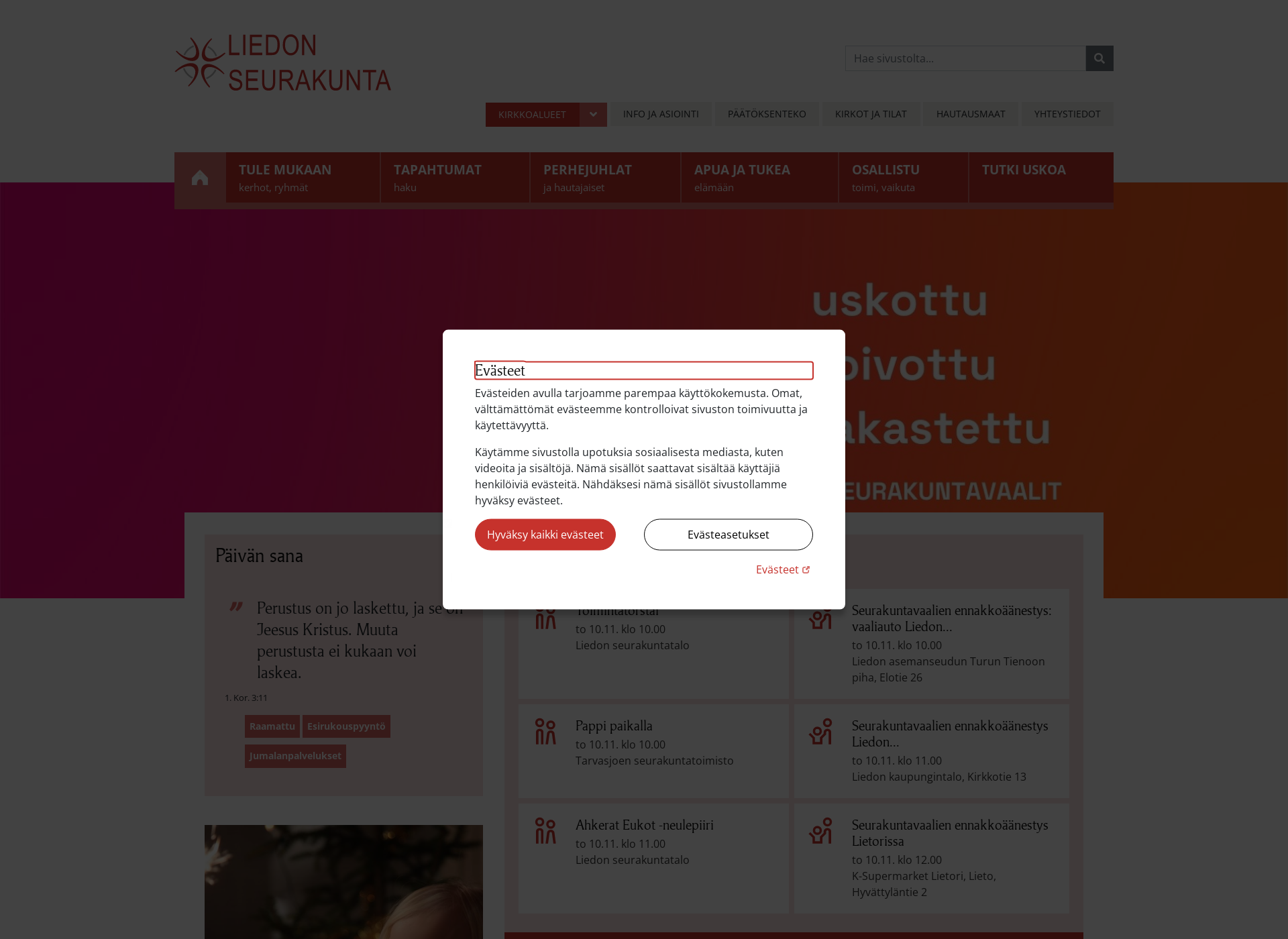 Screenshot for liedonseurakunta.fi