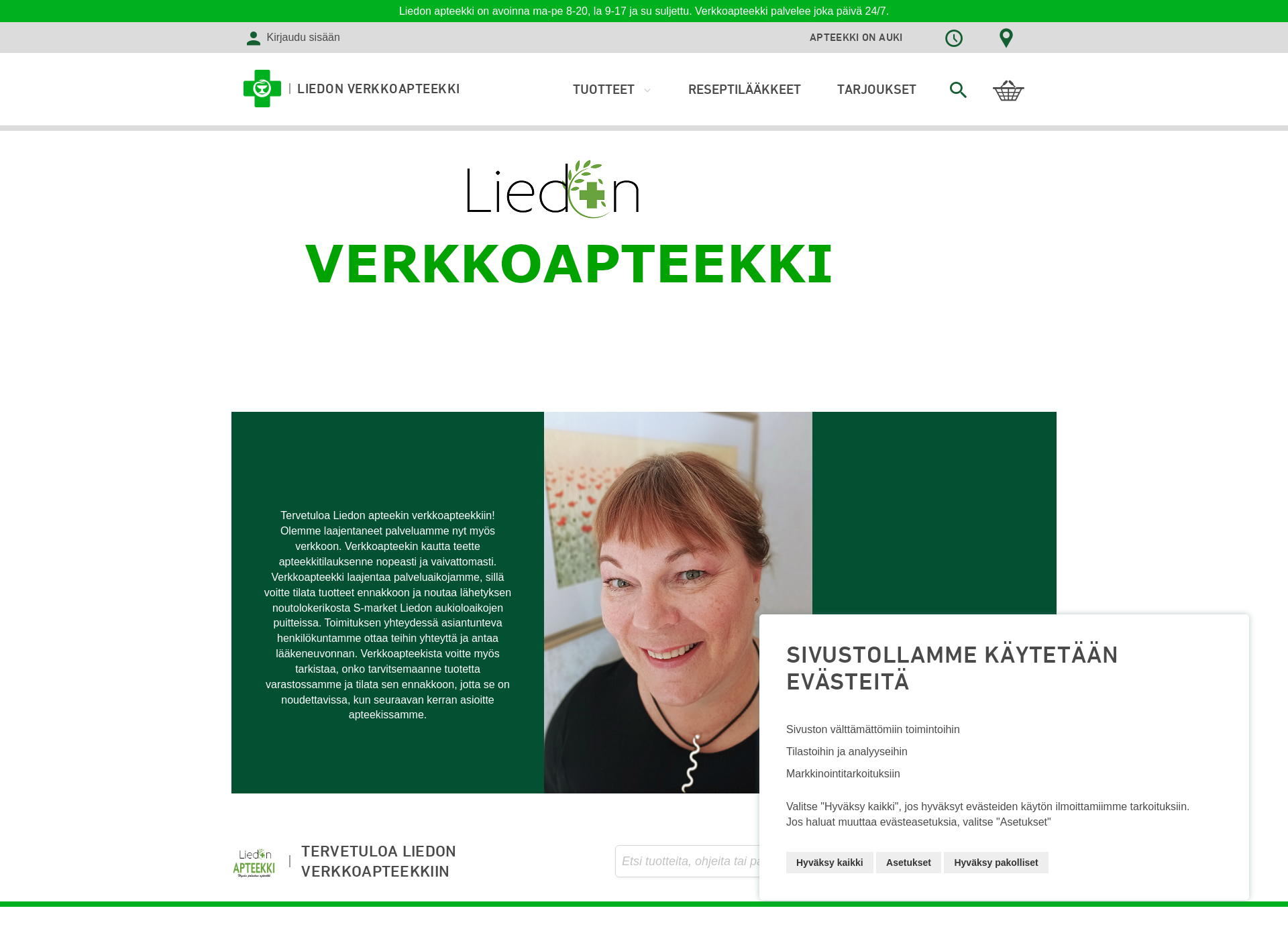 Skärmdump för liedonverkkoapteekki.fi