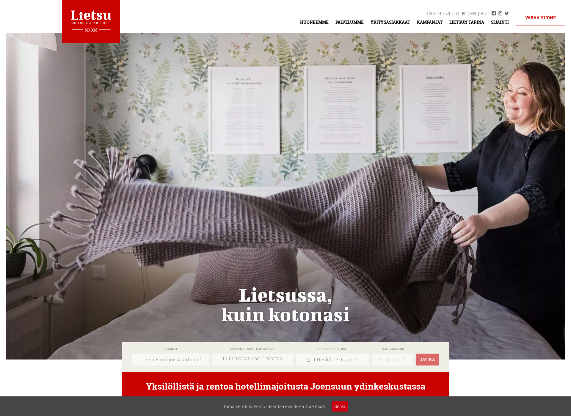 Skärmdump för lietsuhotel.fi