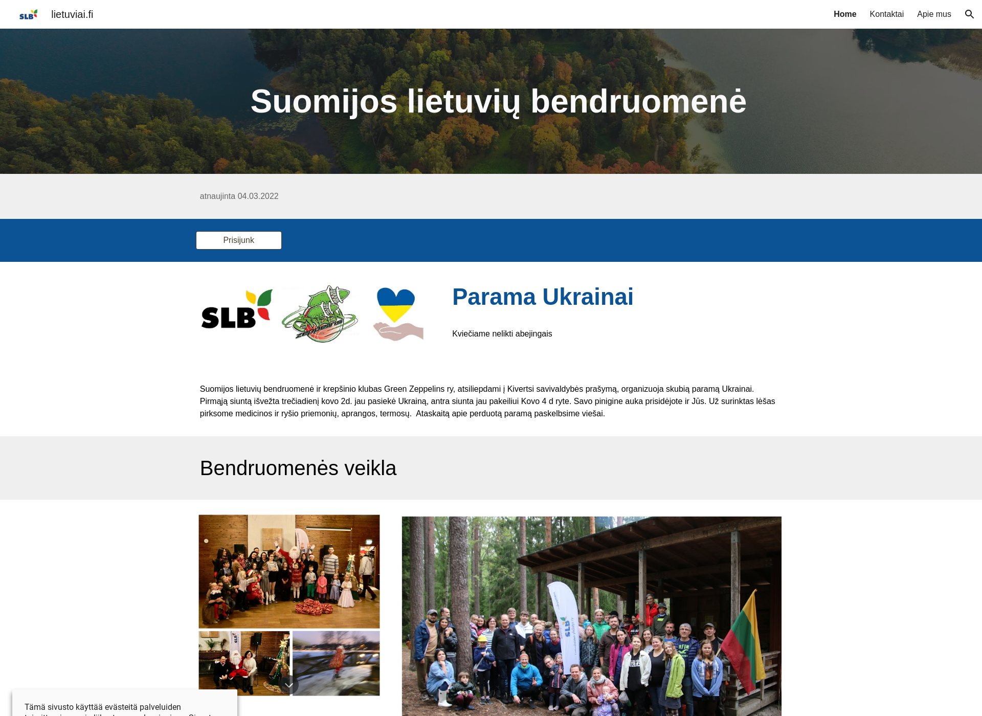 Skärmdump för lietuviai.fi