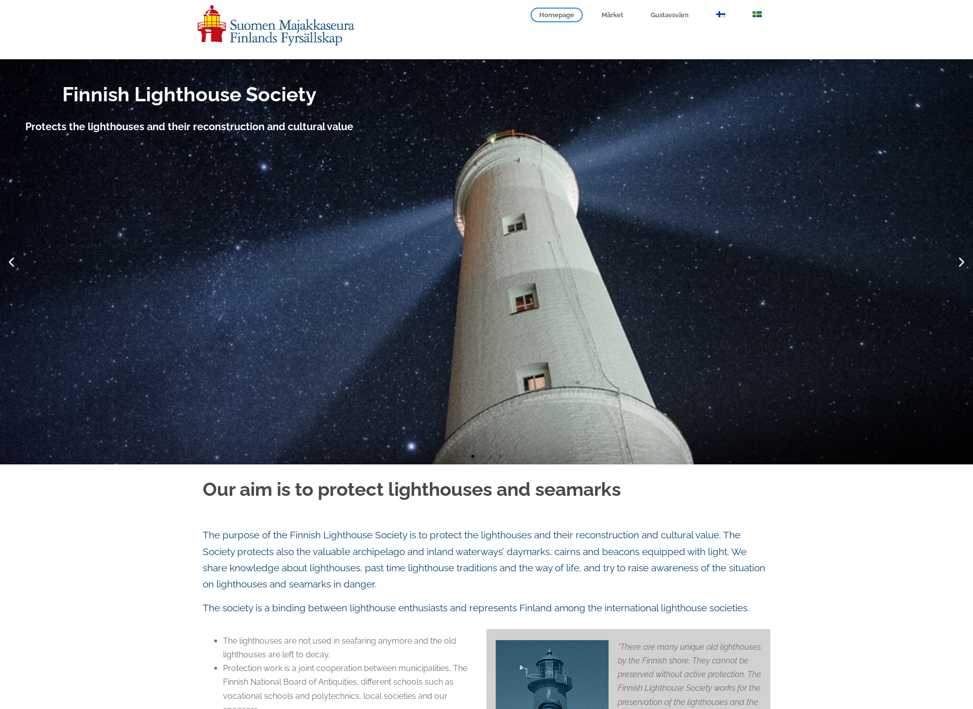 Näyttökuva lighthousesociety.fi