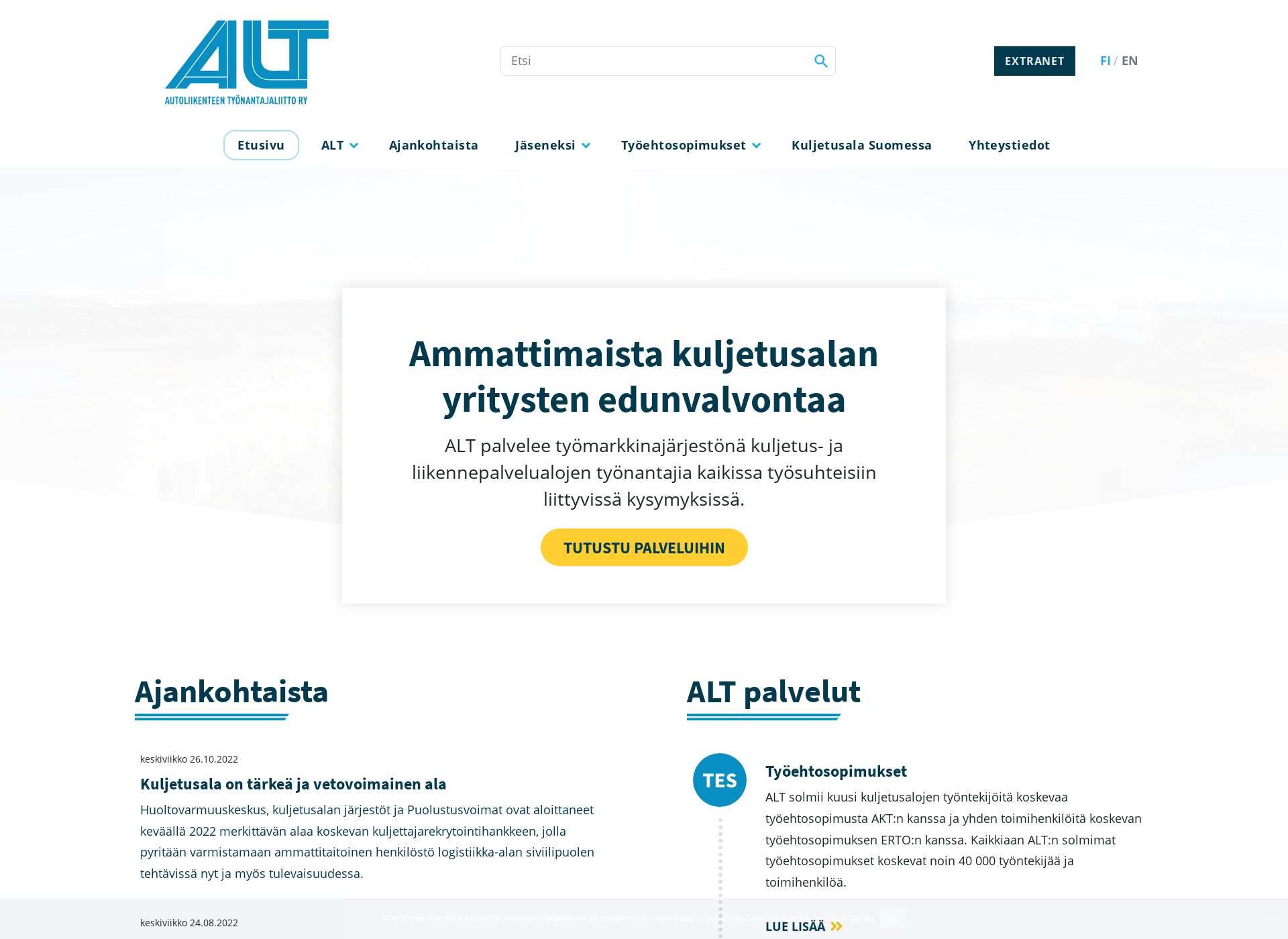 Skärmdump för liikenneareena.fi